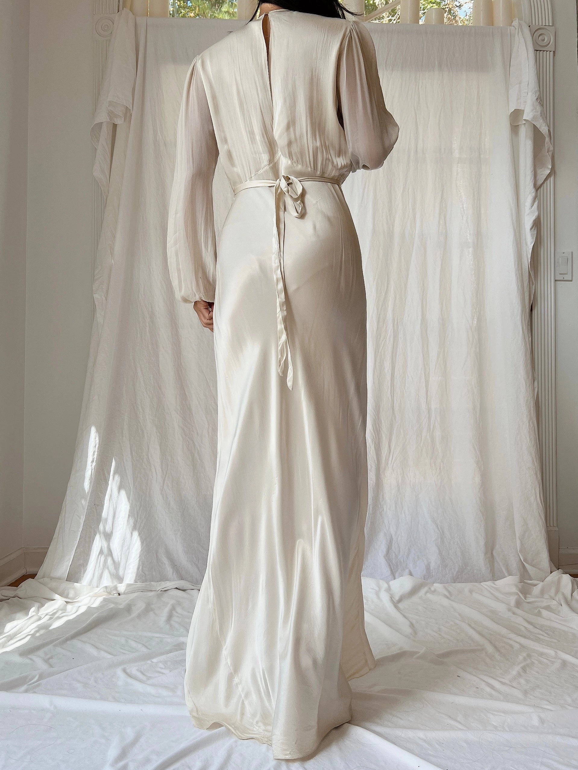 1930s Silk Satin Gown - S