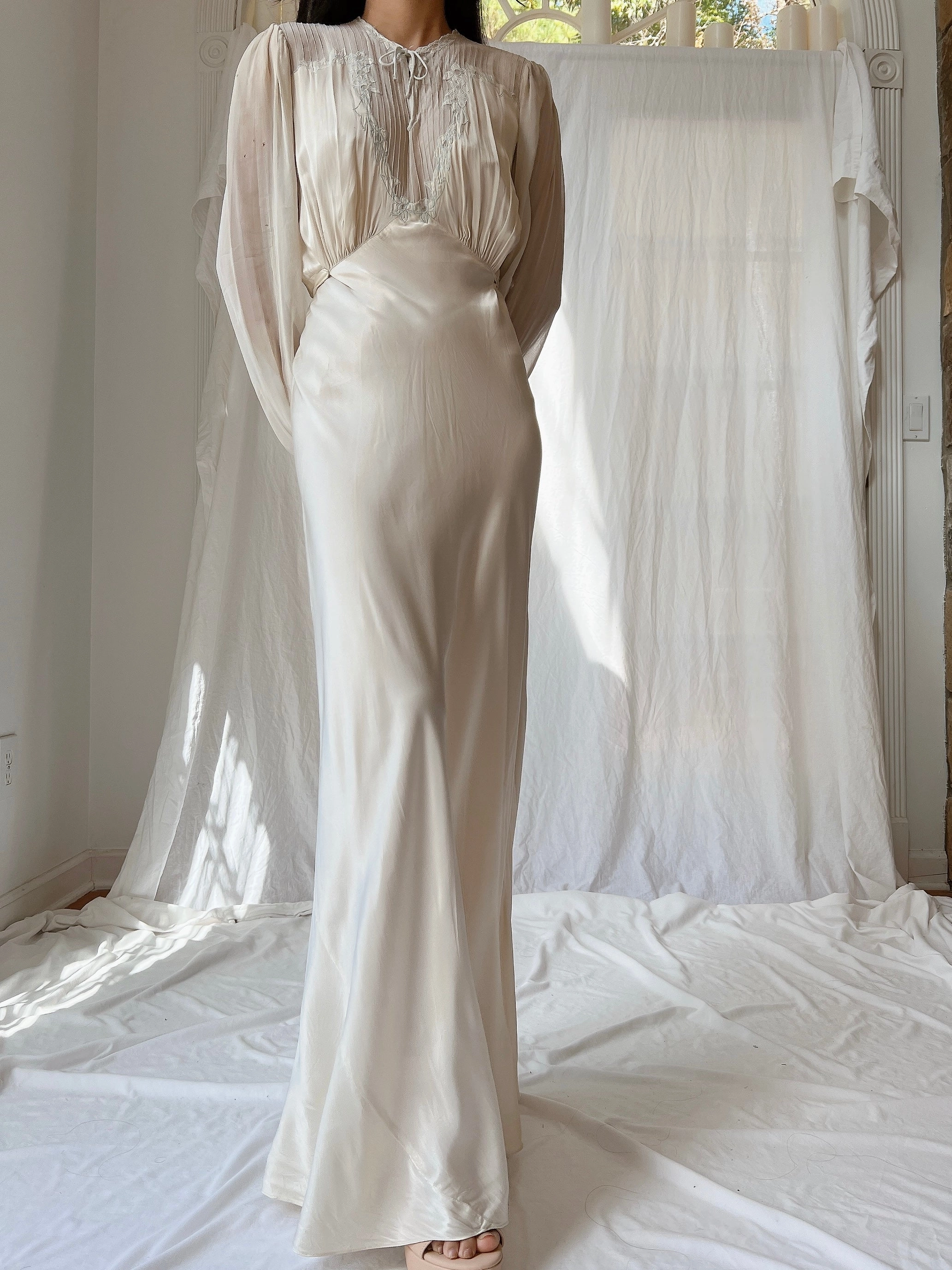 1930s Silk Satin Gown - S