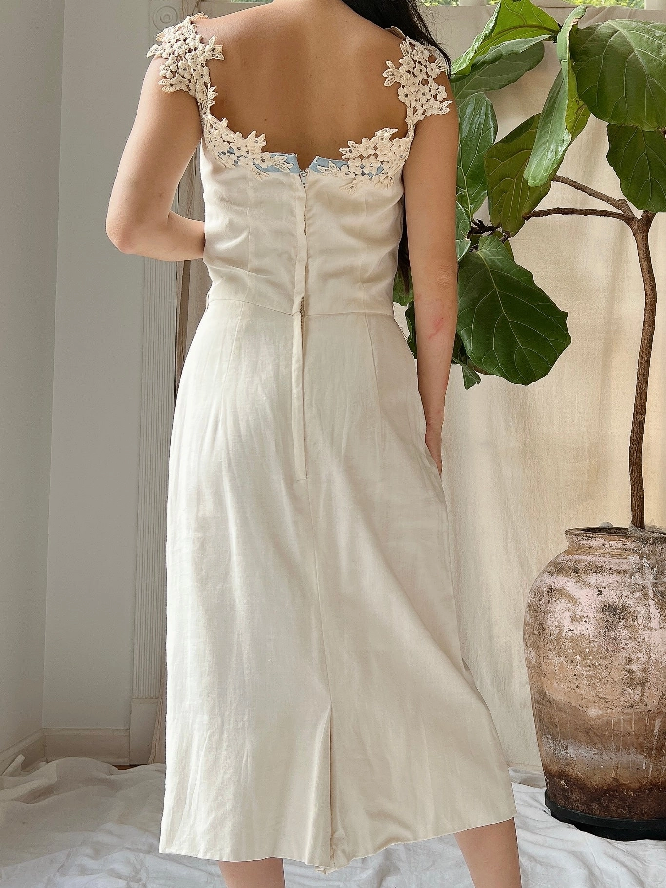 1960s Linen Pencil Dress - S