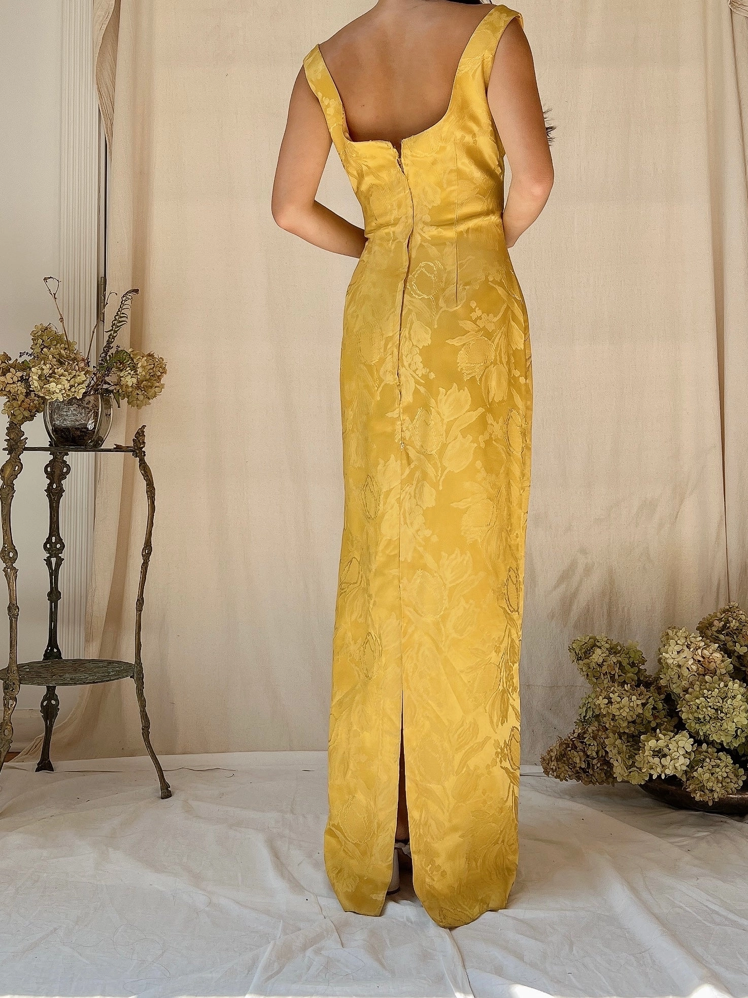1960s Marigold Brocade Dress - S