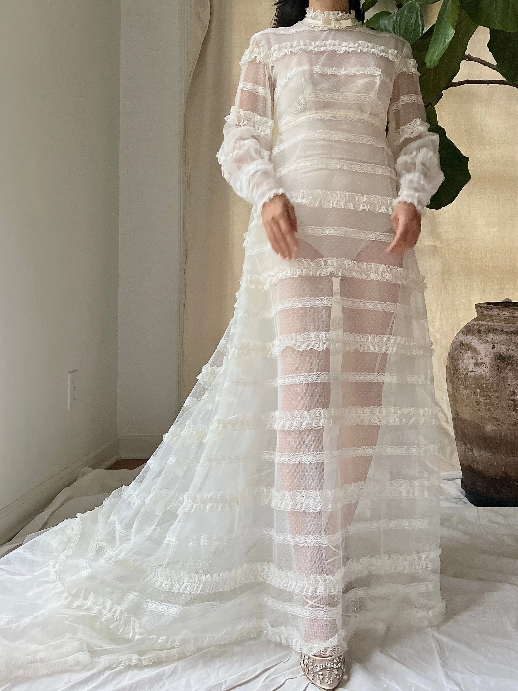 1960s Sheer Tulle Gown - XS