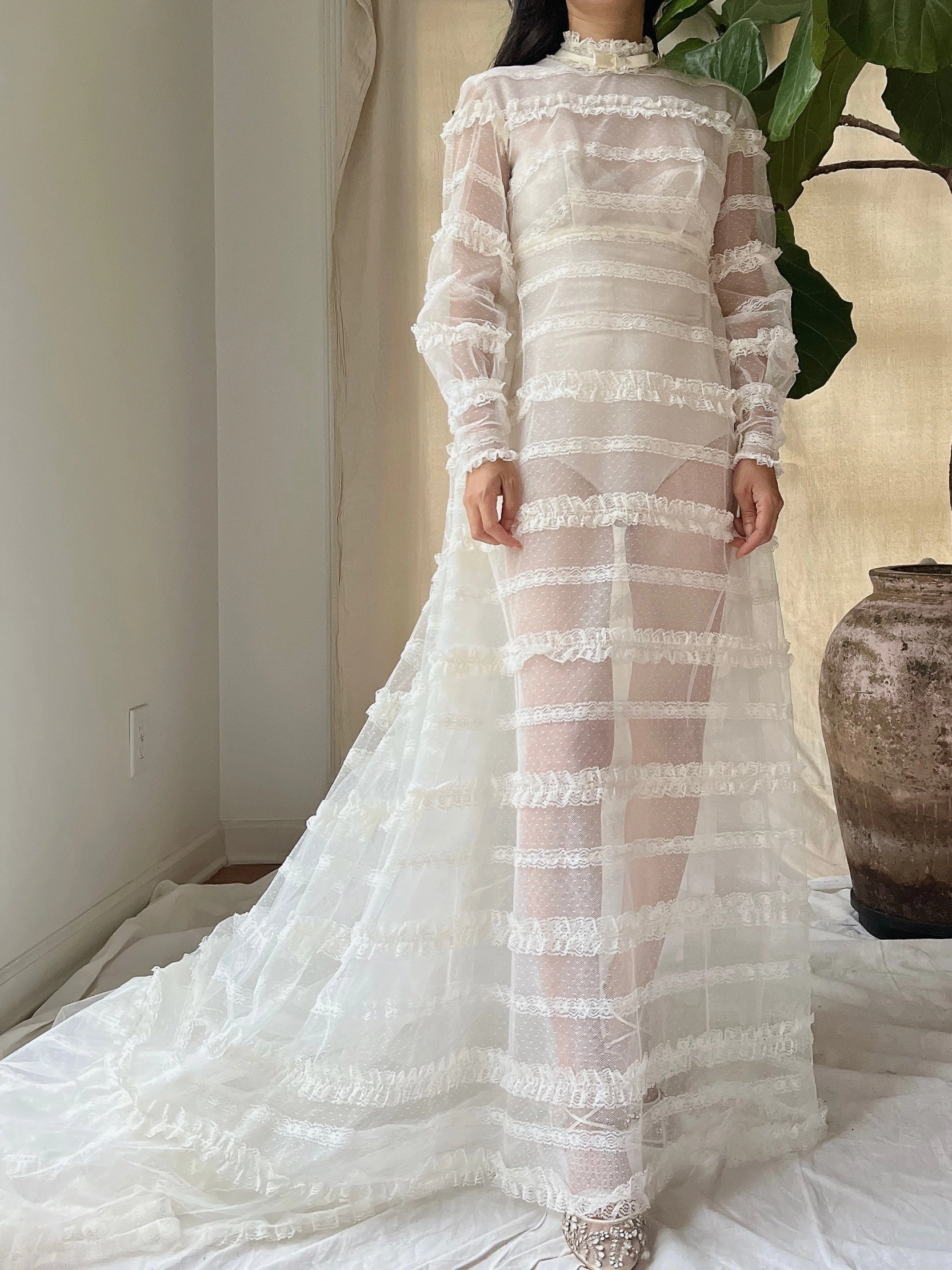 1960s Sheer Tulle Gown - XS