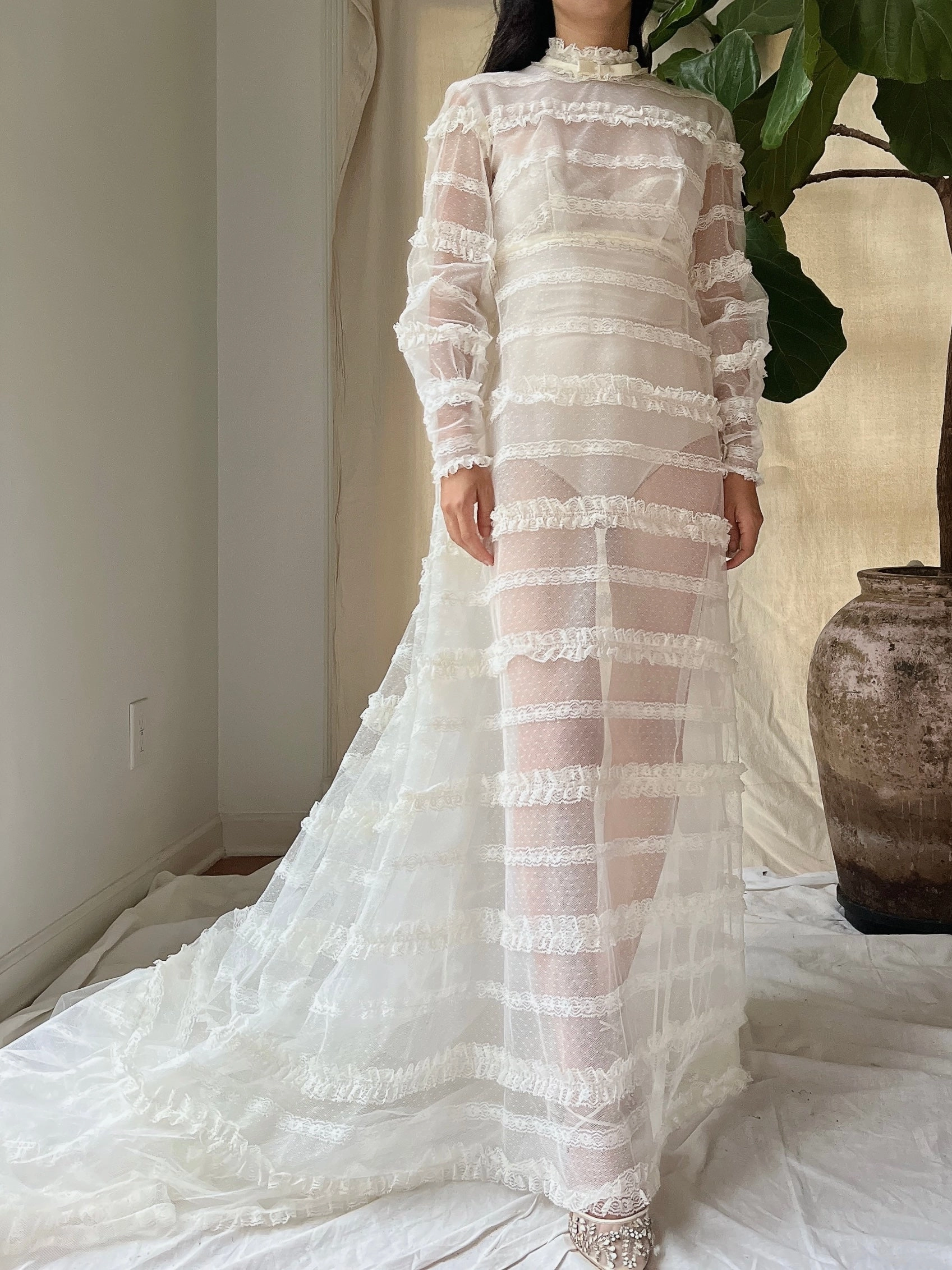 1960s Sheer Tulle Gown - XS