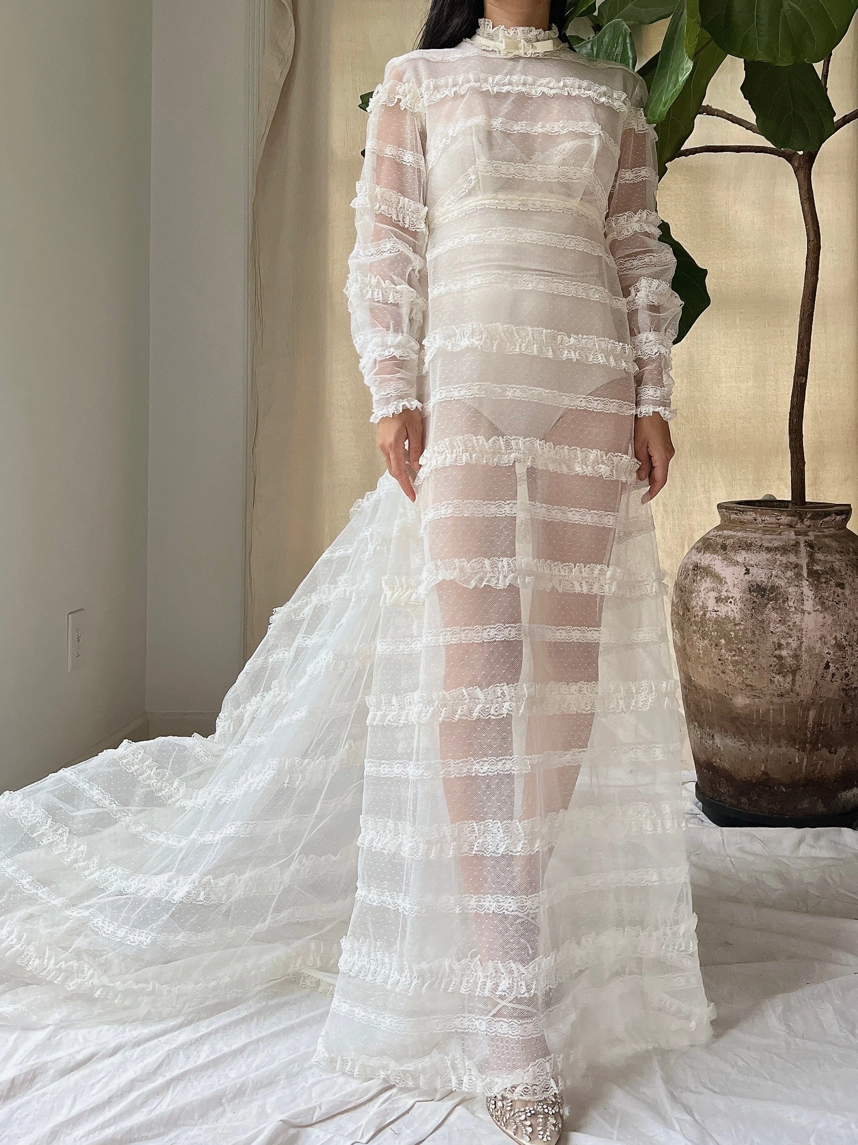 1960s Sheer Tulle Gown - XS