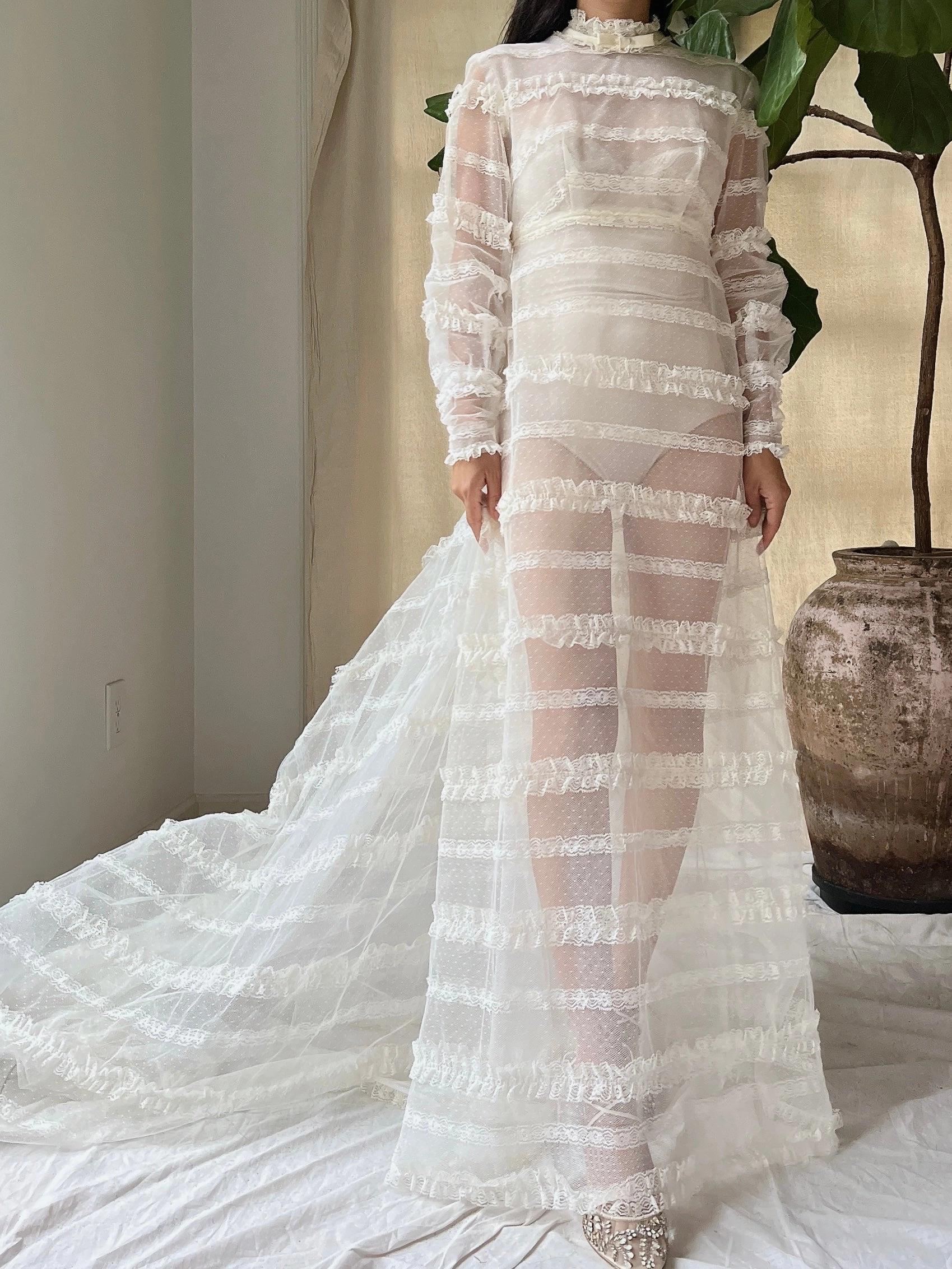 1960s Sheer Tulle Gown - XS