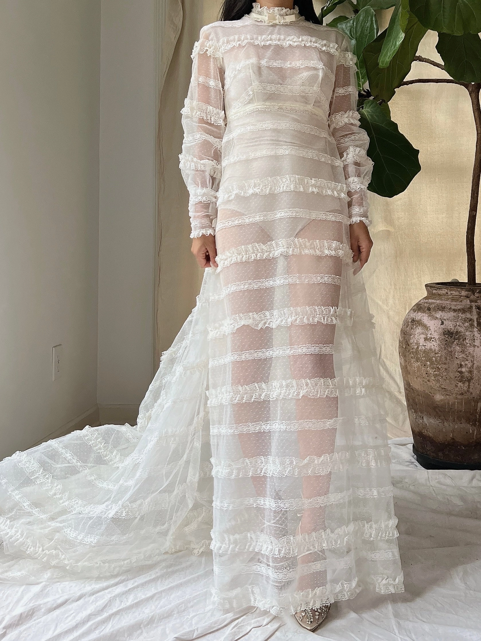 1960s Sheer Tulle Gown - XS