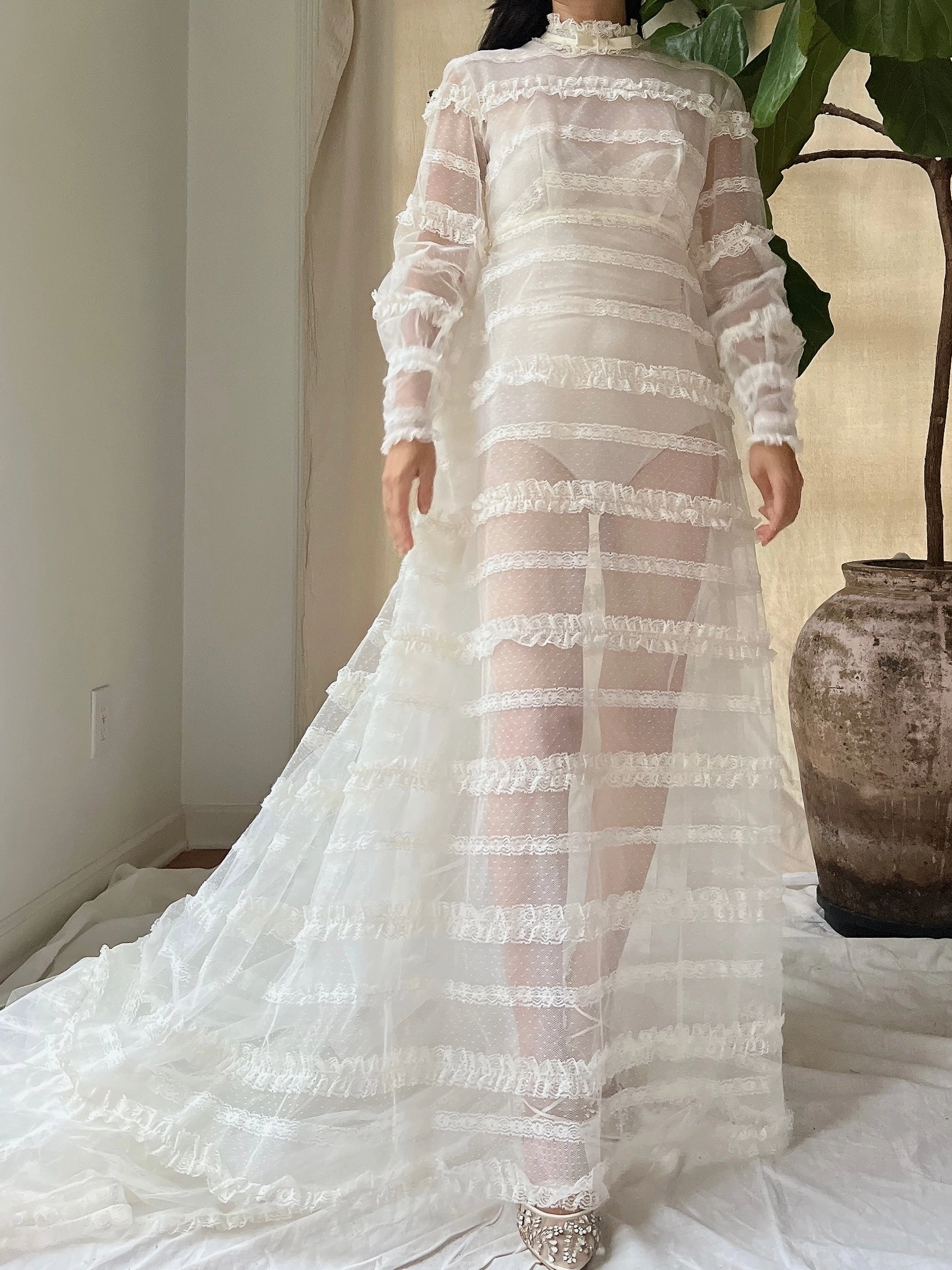 1960s Sheer Tulle Gown - XS