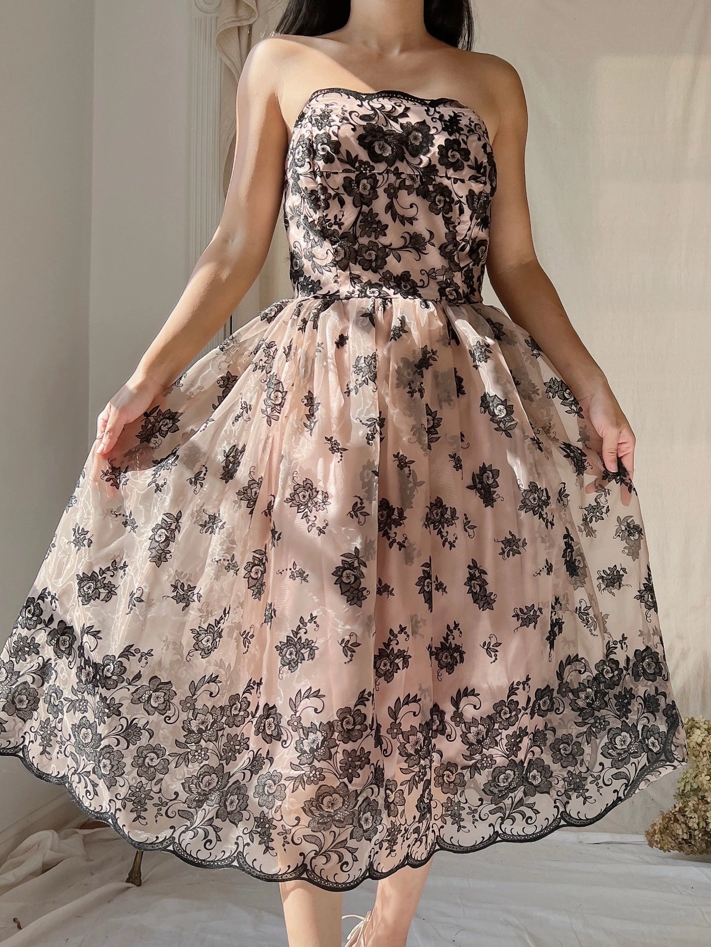1980s Voile 50s Inspired Dress - XS