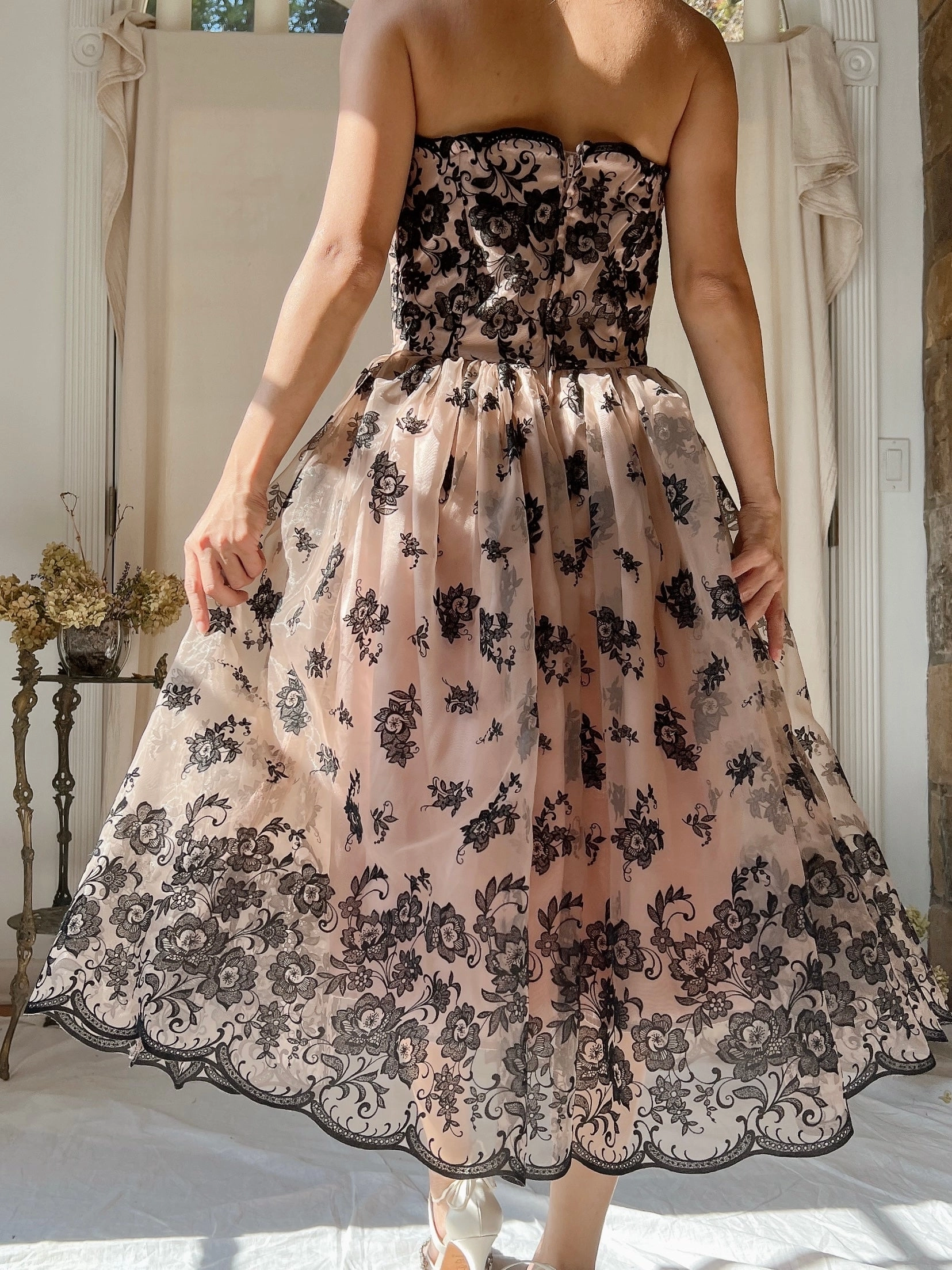 1980s Voile 50s Inspired Dress - XS