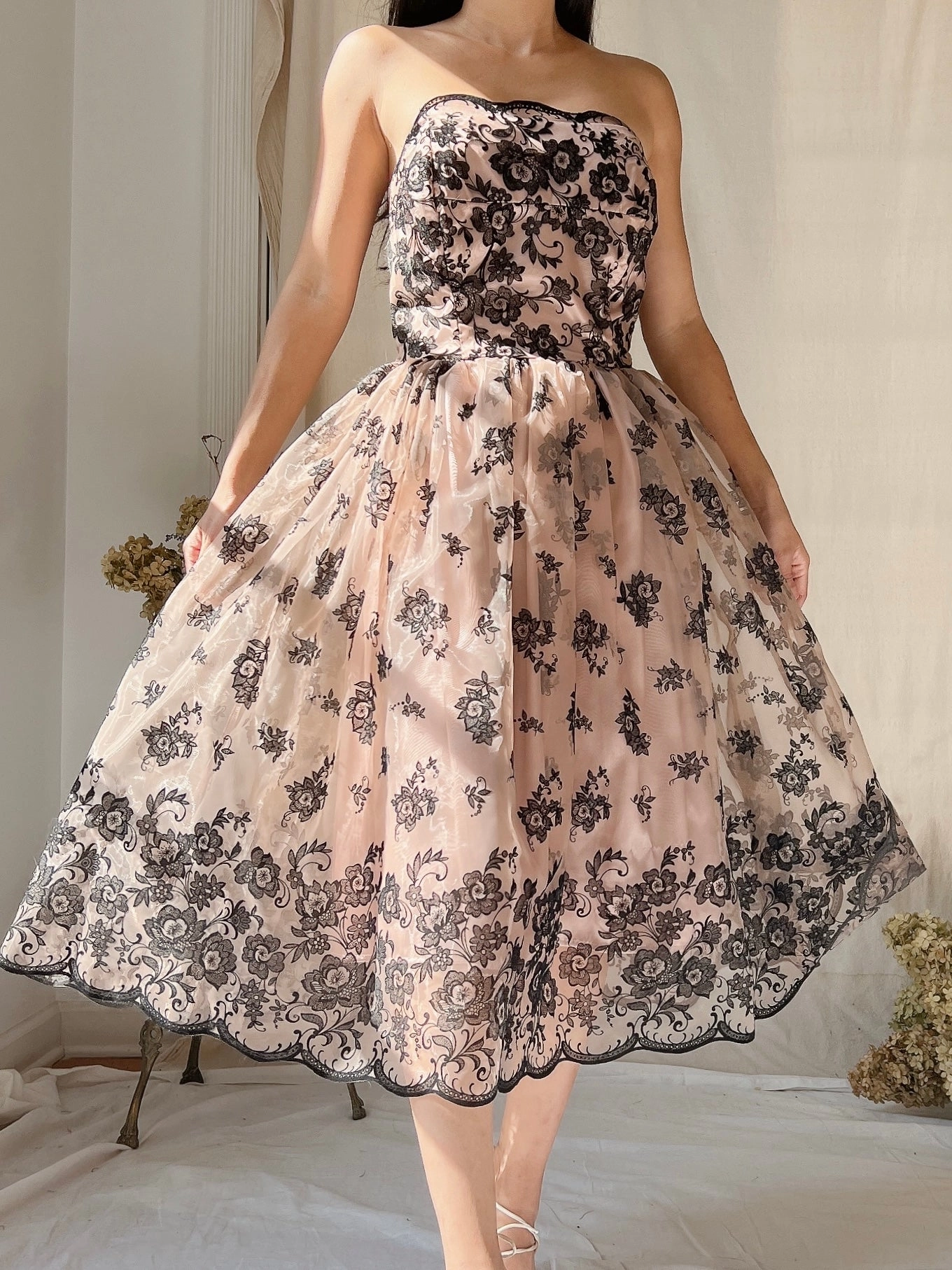1980s Voile 50s Inspired Dress - XS