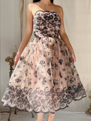 1980s Voile 50s Inspired Dress - XS