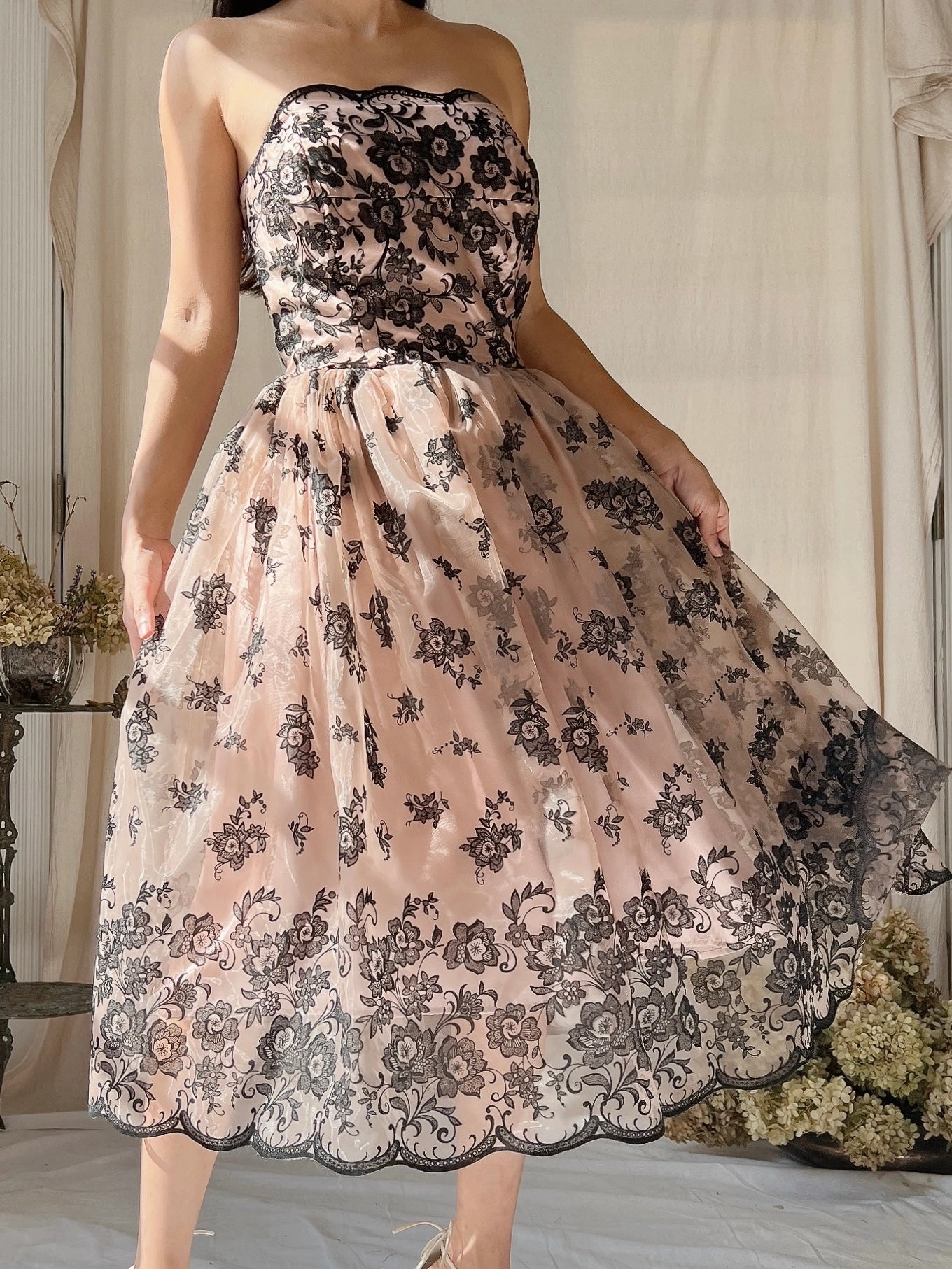1980s Voile 50s Inspired Dress - XS