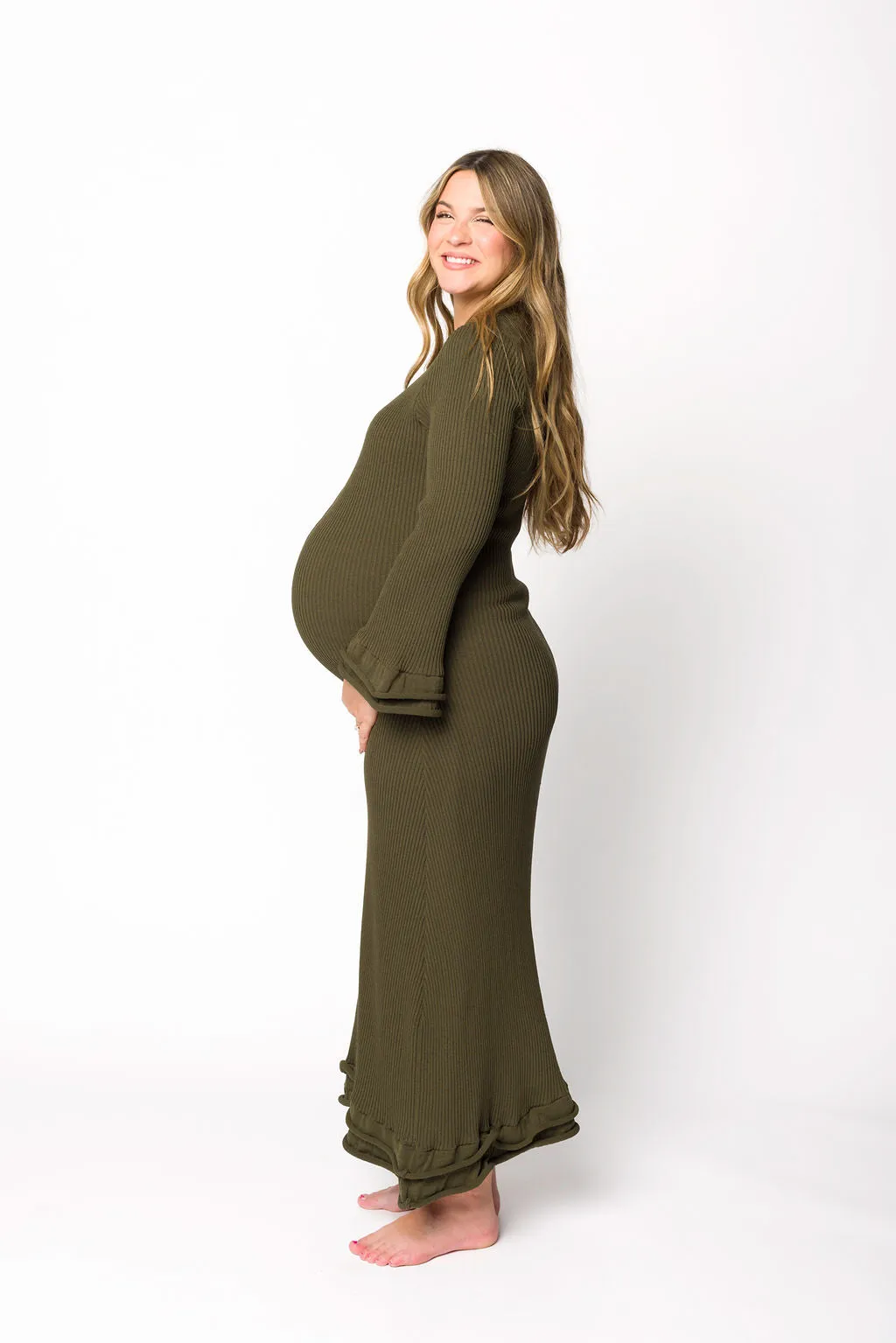Arlet Dress in Olive - Bump Friendly