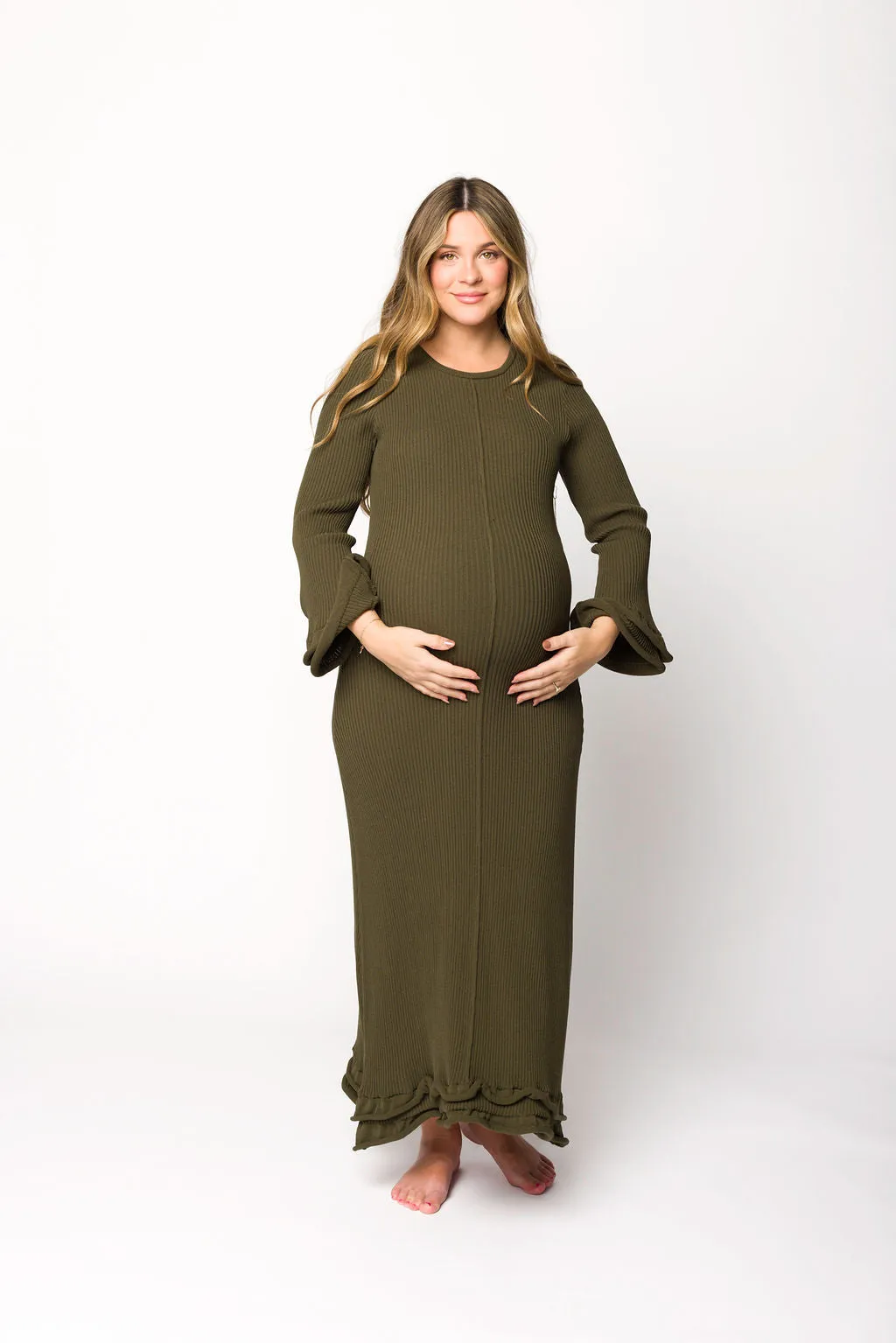 Arlet Dress in Olive - Bump Friendly