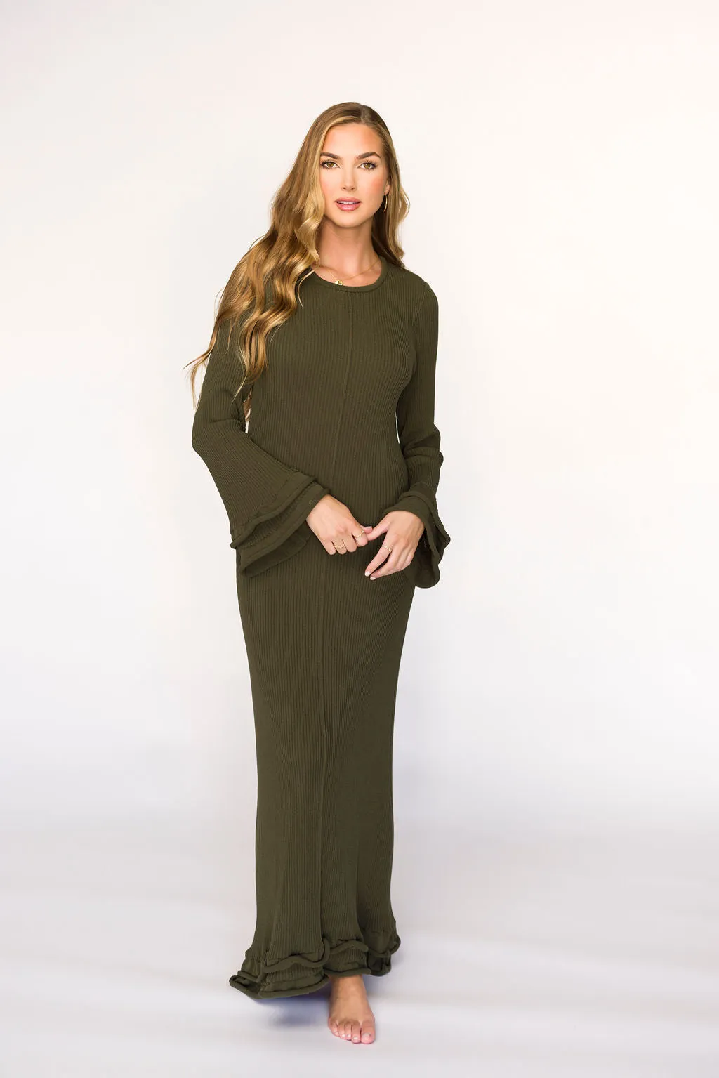 Arlet Dress in Olive - Bump Friendly