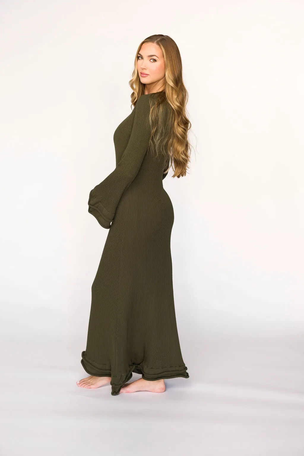 Arlet Dress in Olive - Bump Friendly
