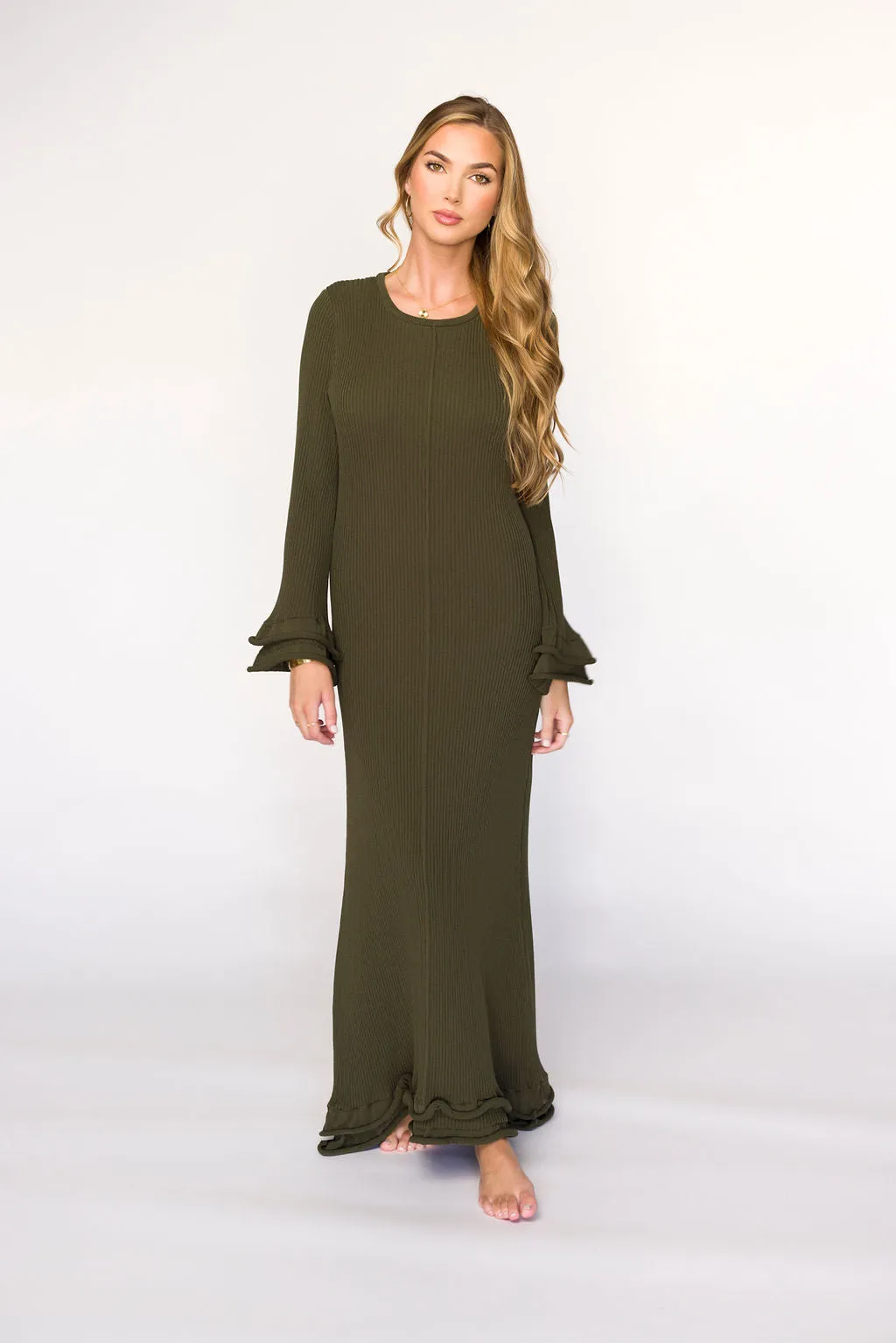 Arlet Dress in Olive - Bump Friendly