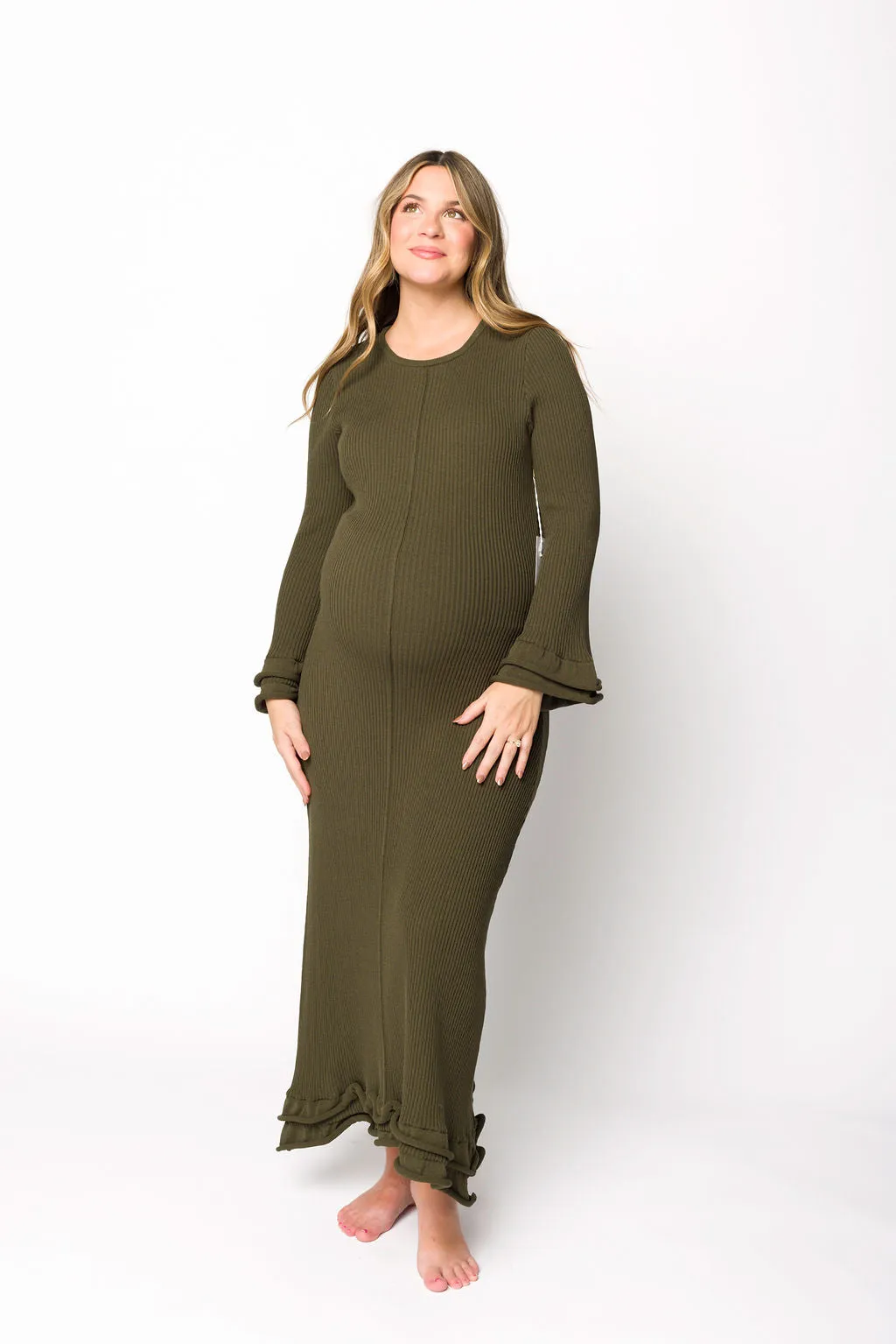 Arlet Dress in Olive - Bump Friendly