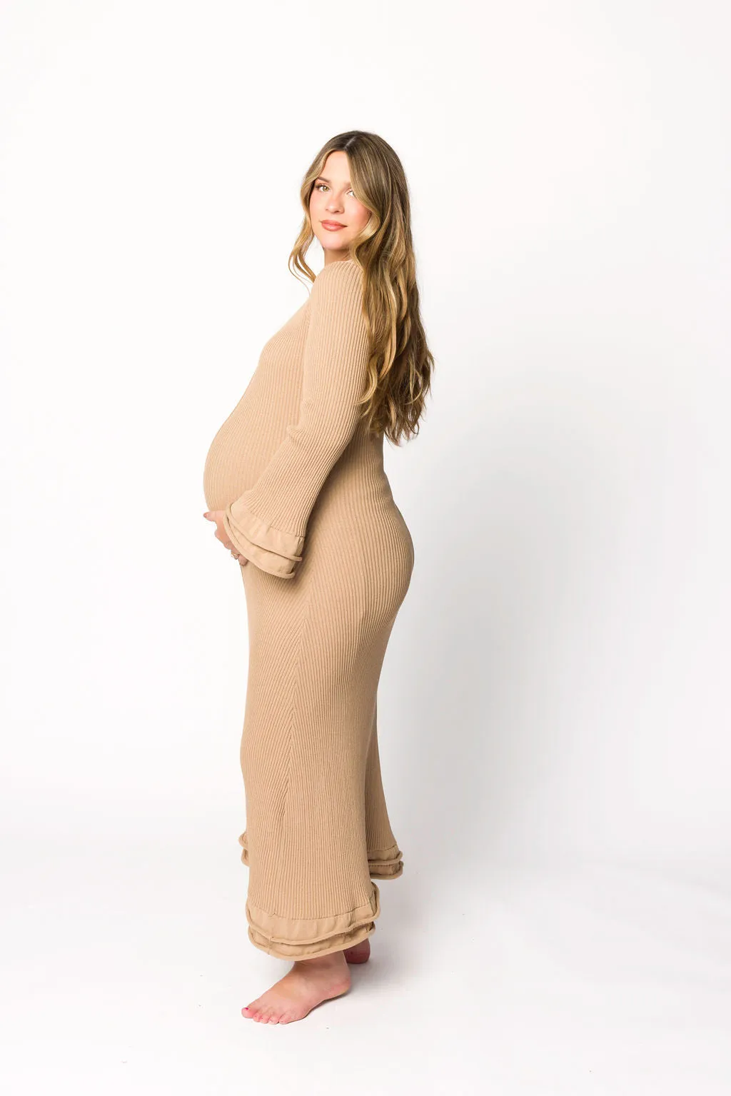 Arlet Dress in Taupe - Bump Friendly