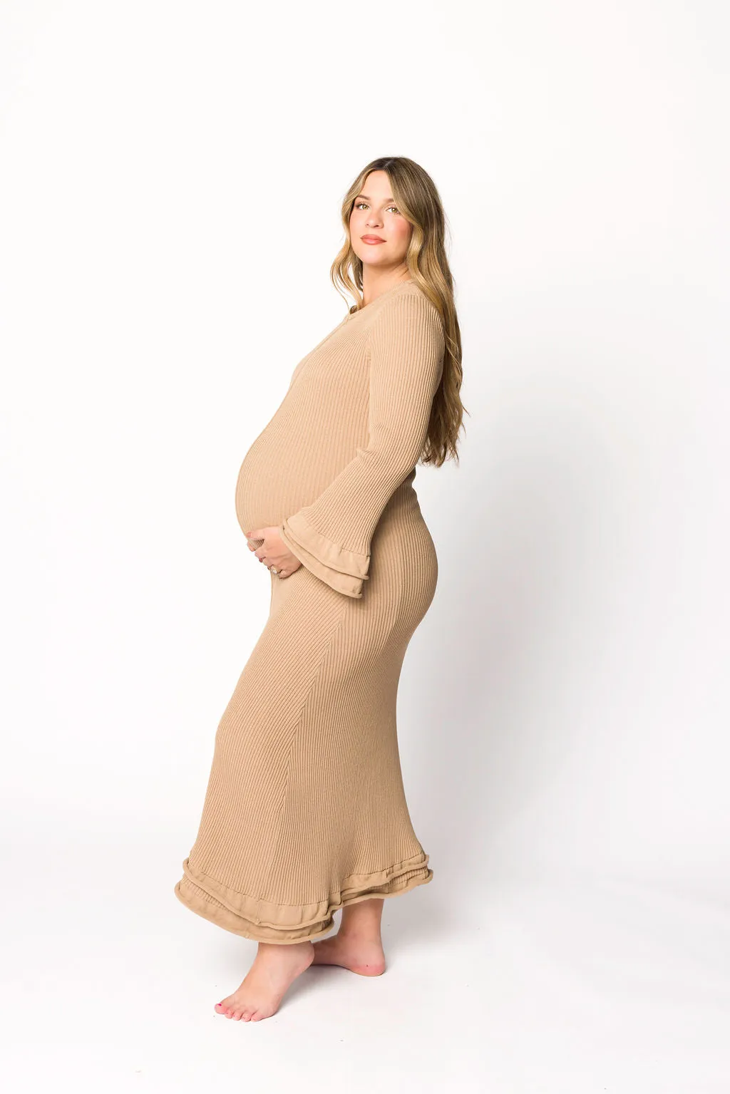 Arlet Dress in Taupe - Bump Friendly