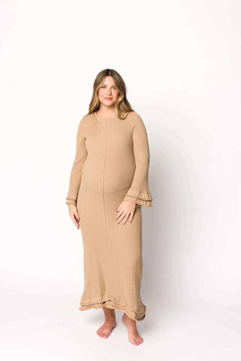 Arlet Dress in Taupe - Bump Friendly