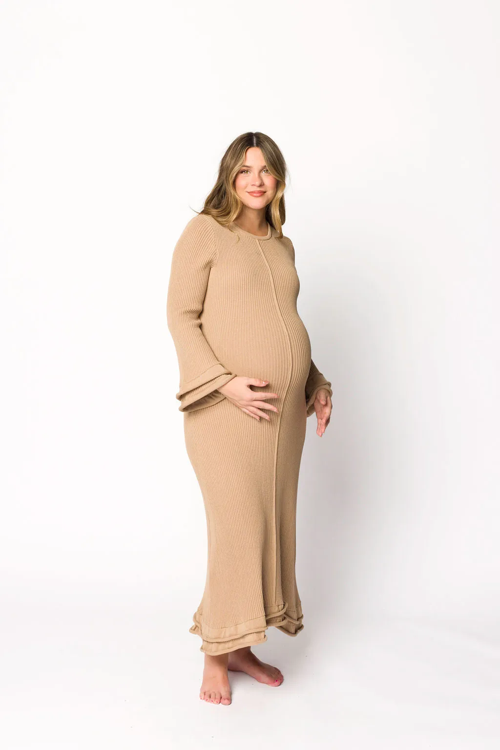 Arlet Dress in Taupe - Bump Friendly