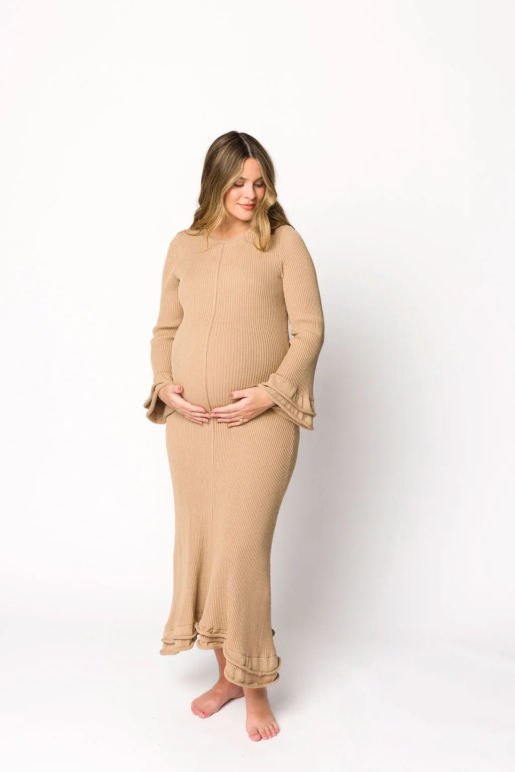 Arlet Dress in Taupe - Bump Friendly