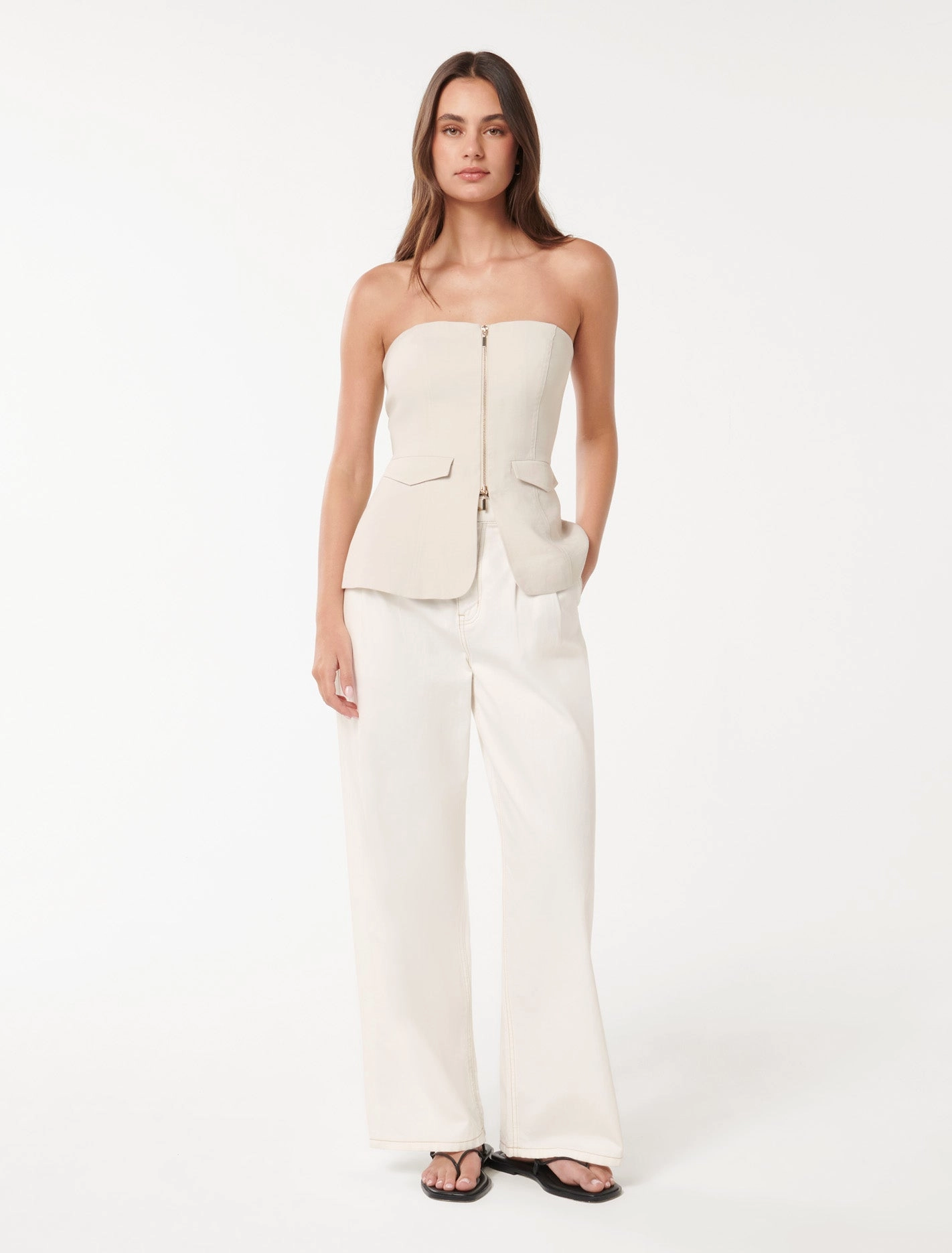 Ava Zip Front Bustier Top