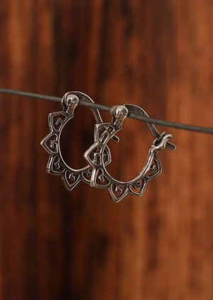 Aztec Flower Silver Earrings