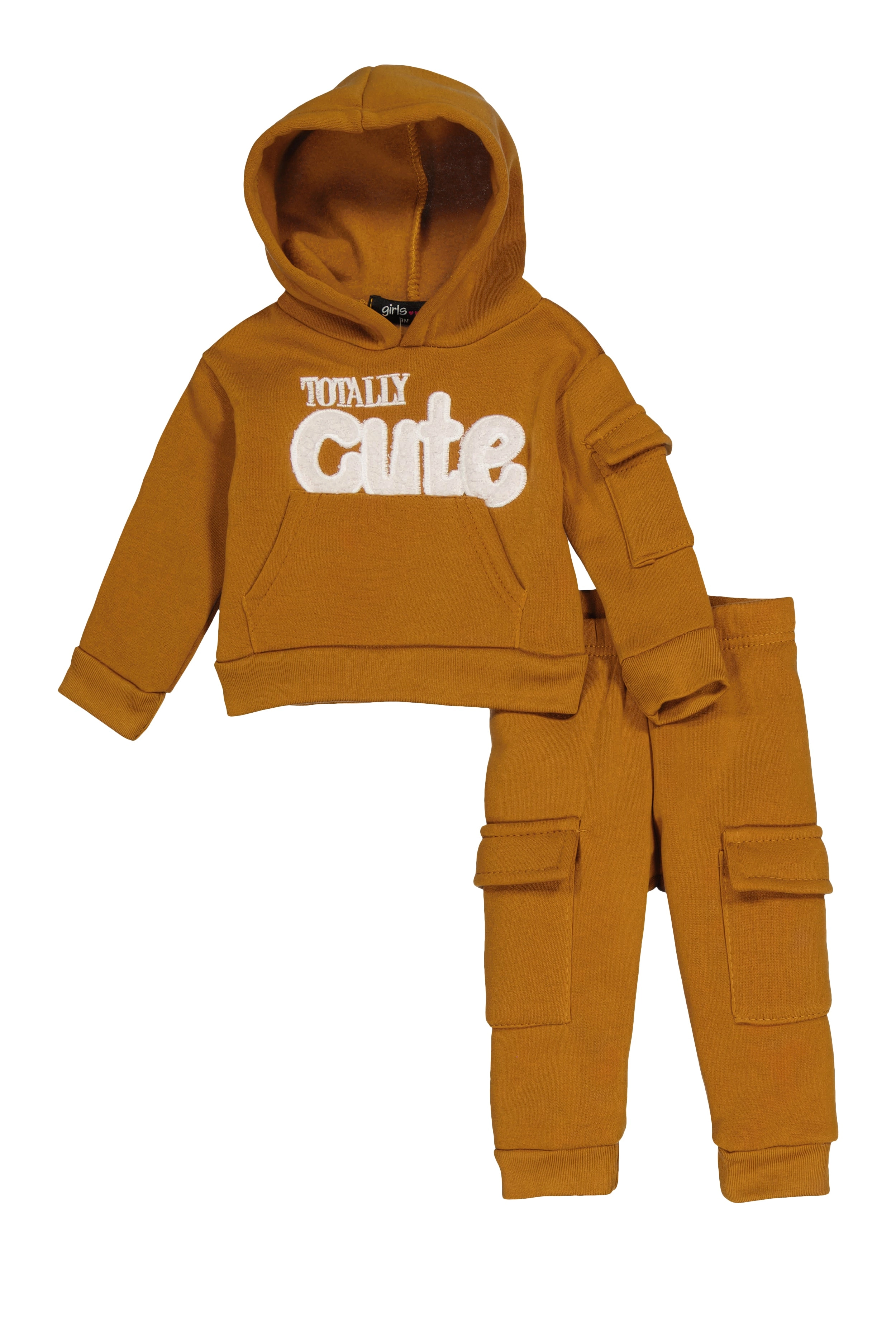 Baby Girl 0-9M Totally Cute Chenille Graphic Hoodie and Joggers