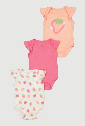 Baby Girls 0-9M Berry Cute Bodysuit 3 Pack