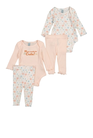 Baby Girls 0-9M Floral Graphic Bodysuits and Leggings