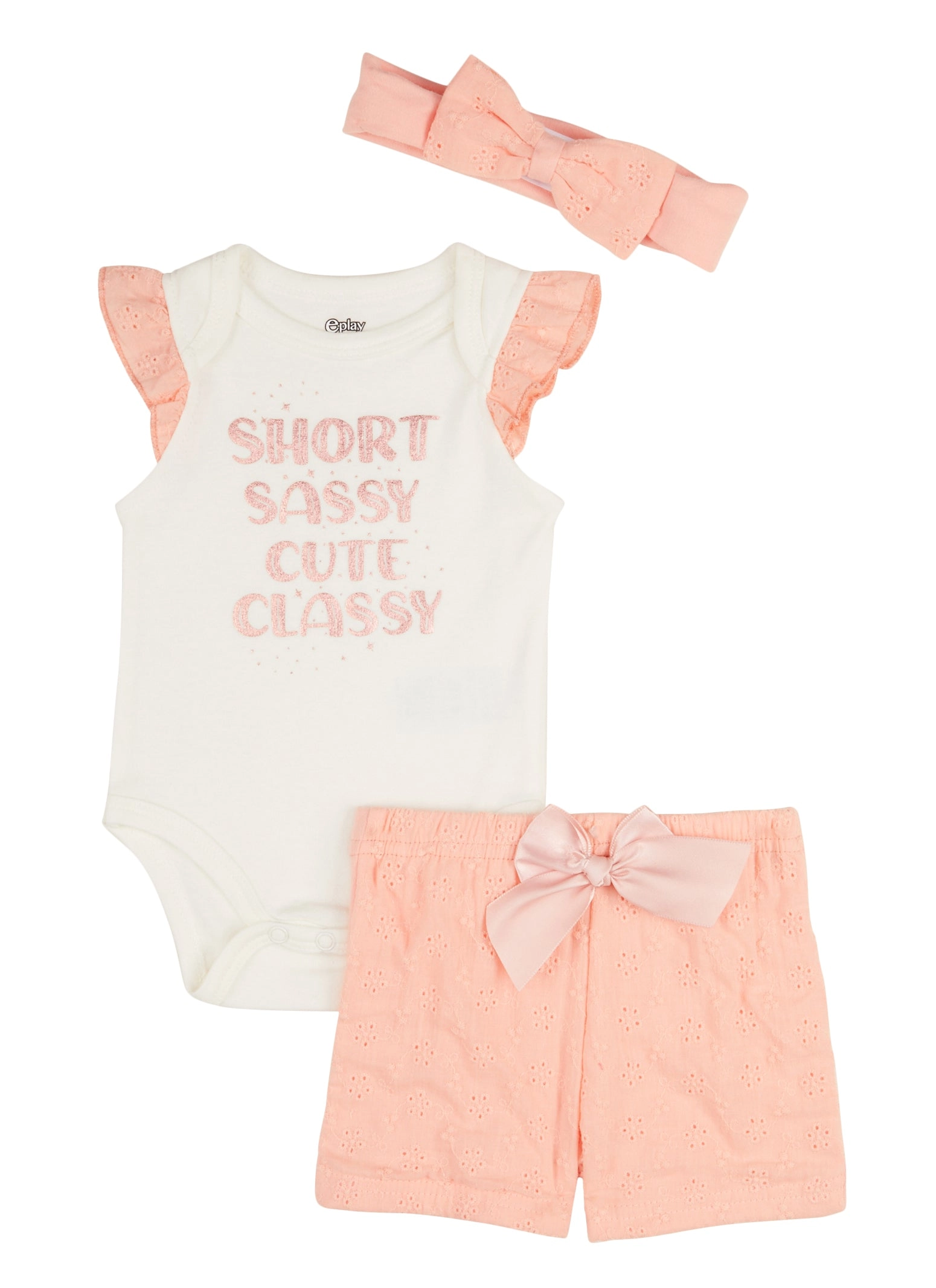 Baby Girls 0-9M Short Sassy Cute Classy Bodysuit and Shorts