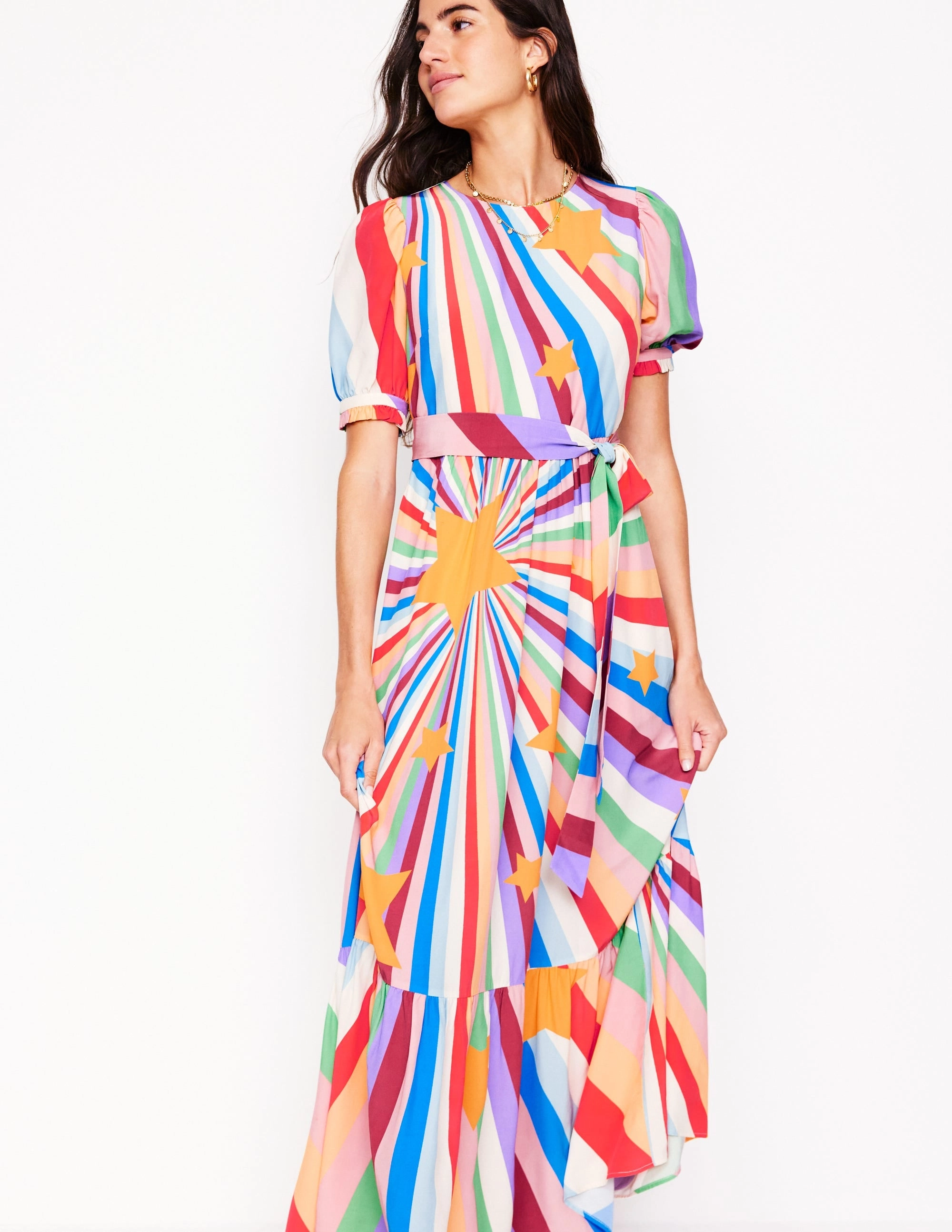 Blouson Crew Neck Dress-Multi. Supernova