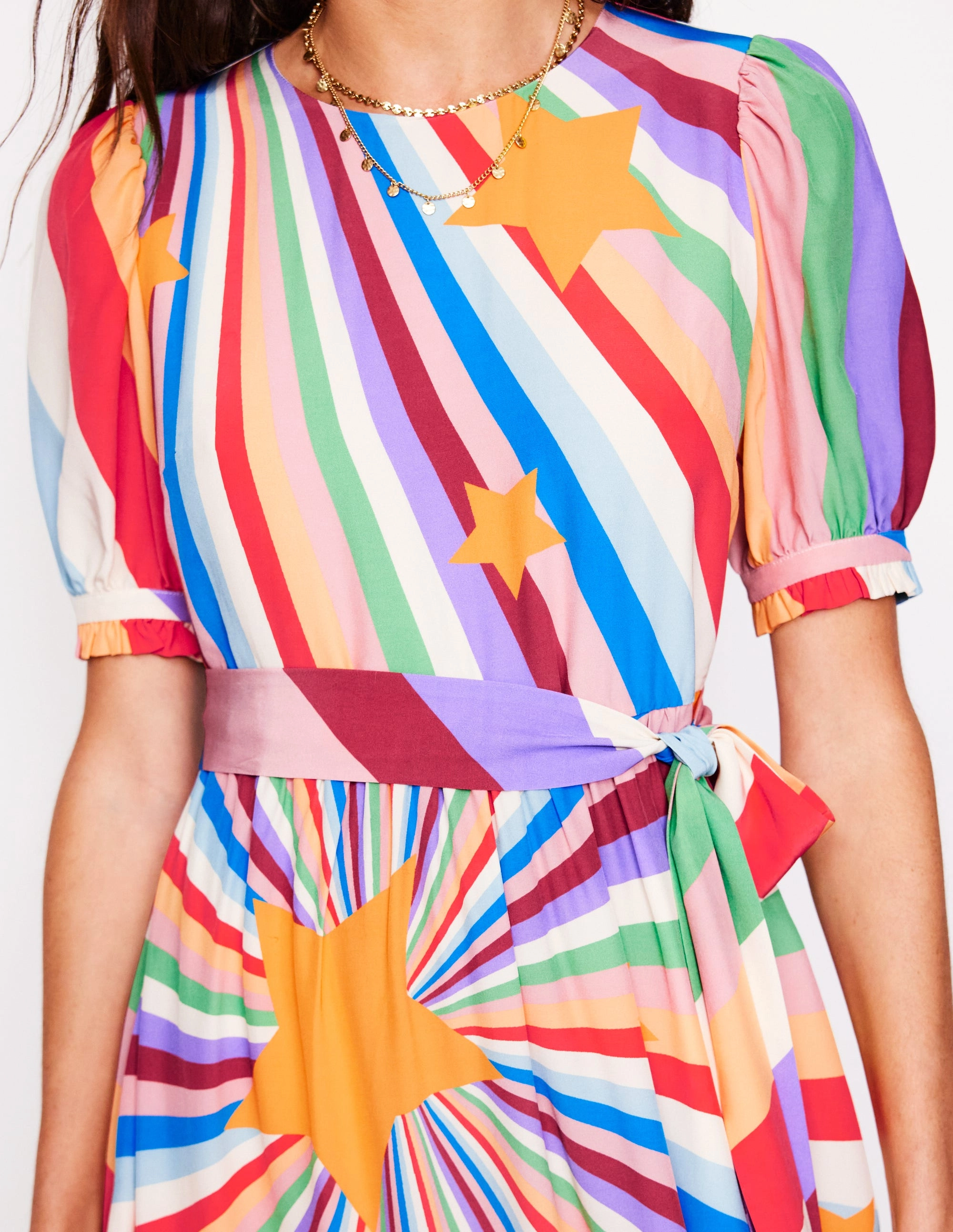 Blouson Crew Neck Dress-Multi. Supernova