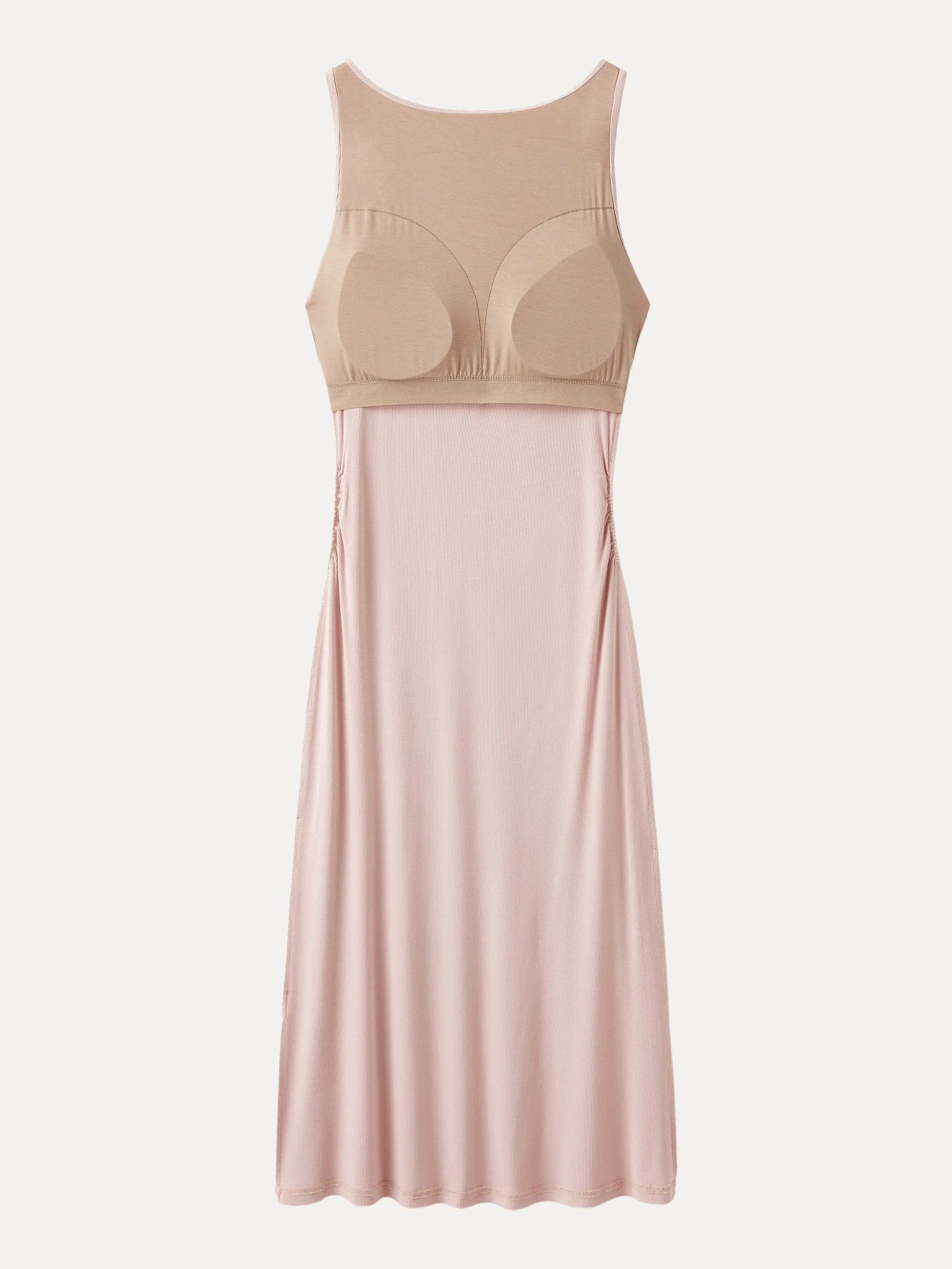 Boatneck Side Ruched New Airy Brami Midi Dress