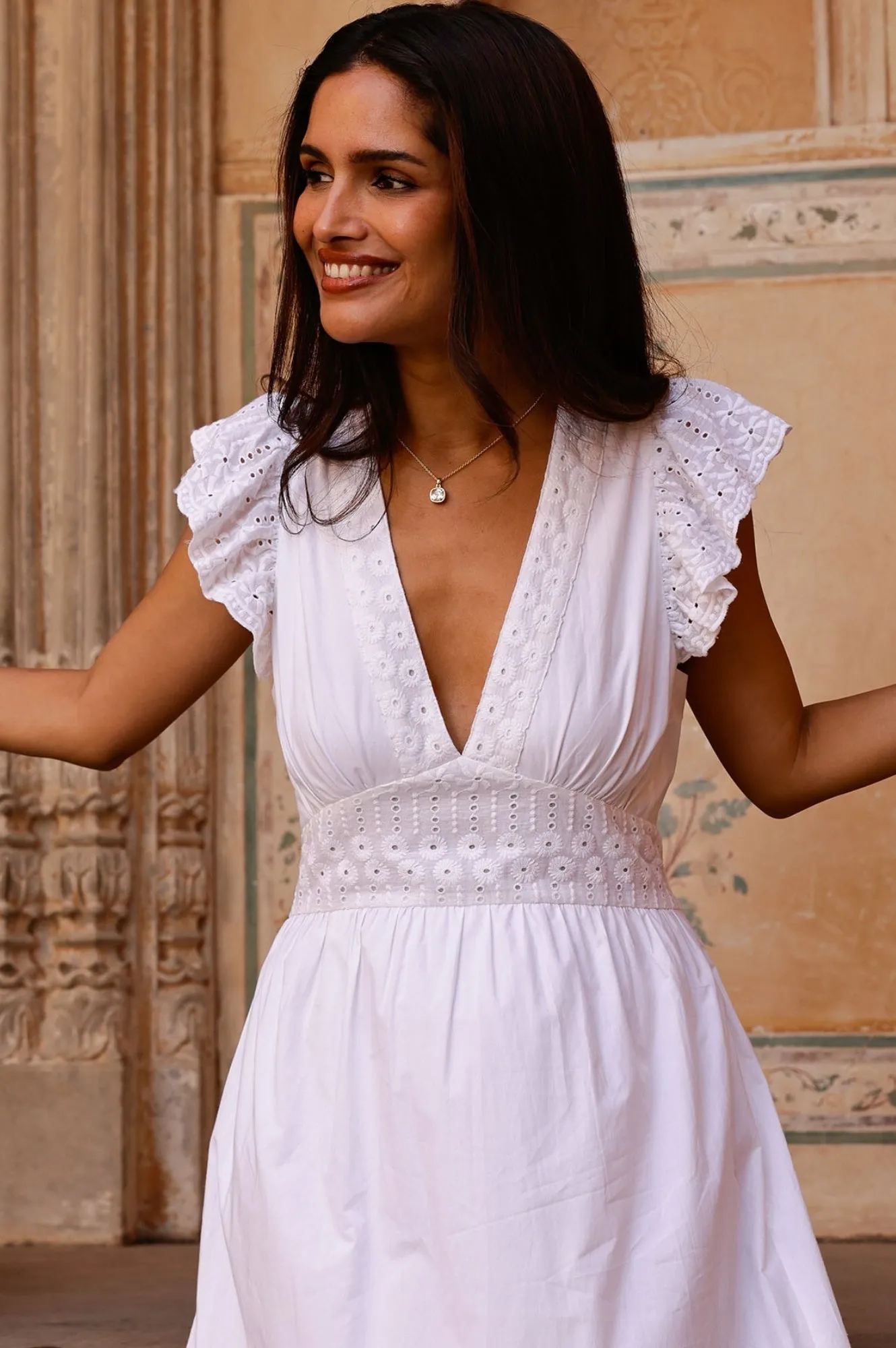 Broderie Organic Cotton Pippa Dress | White