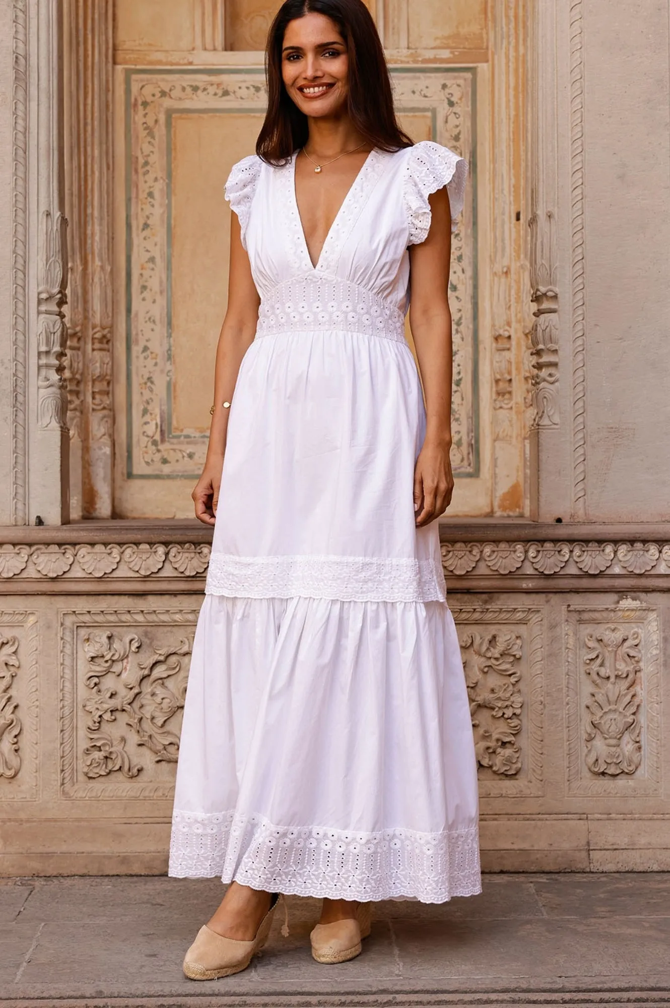 Broderie Organic Cotton Pippa Dress | White