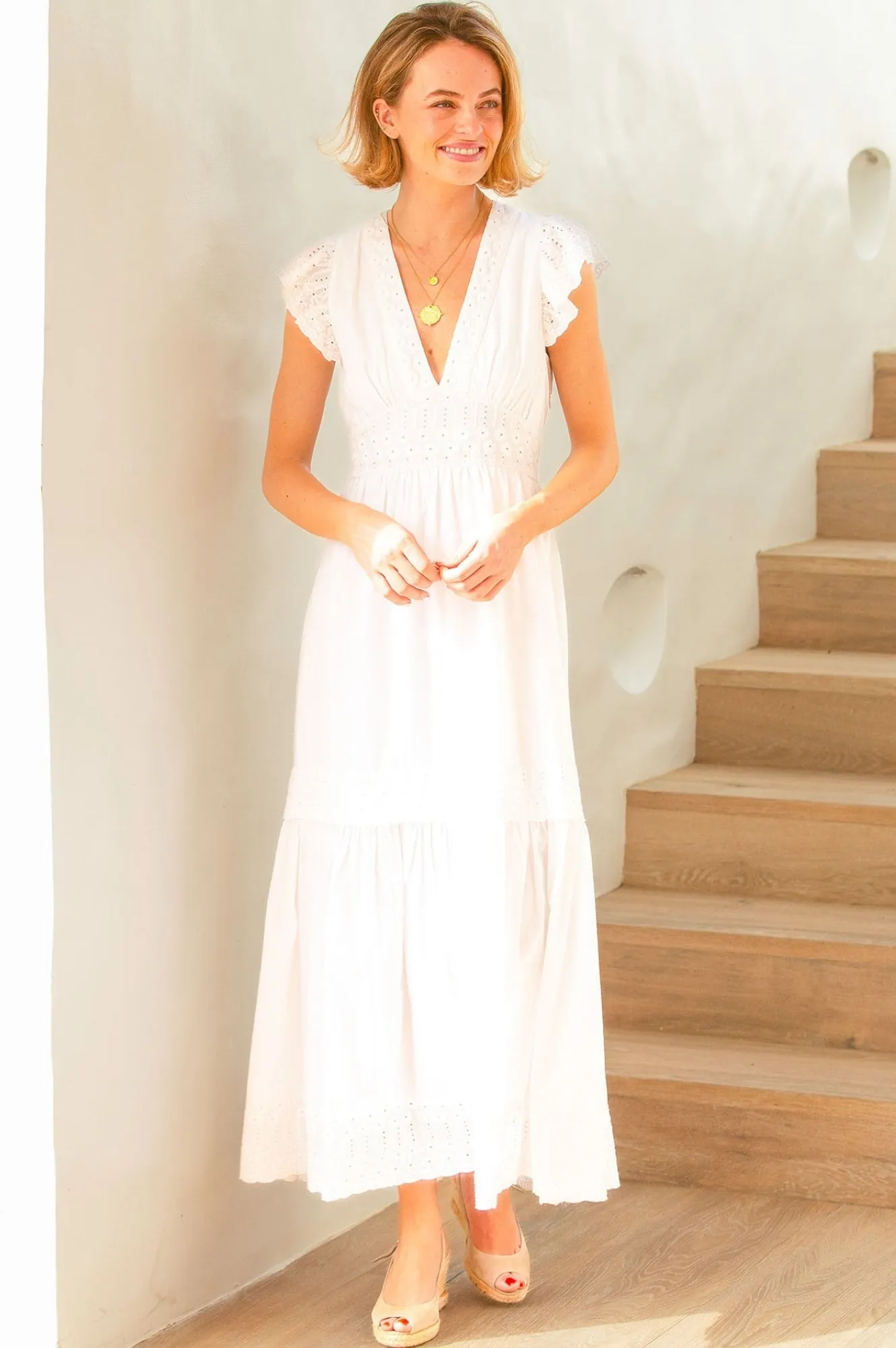 Broderie Organic Cotton Pippa Dress | White