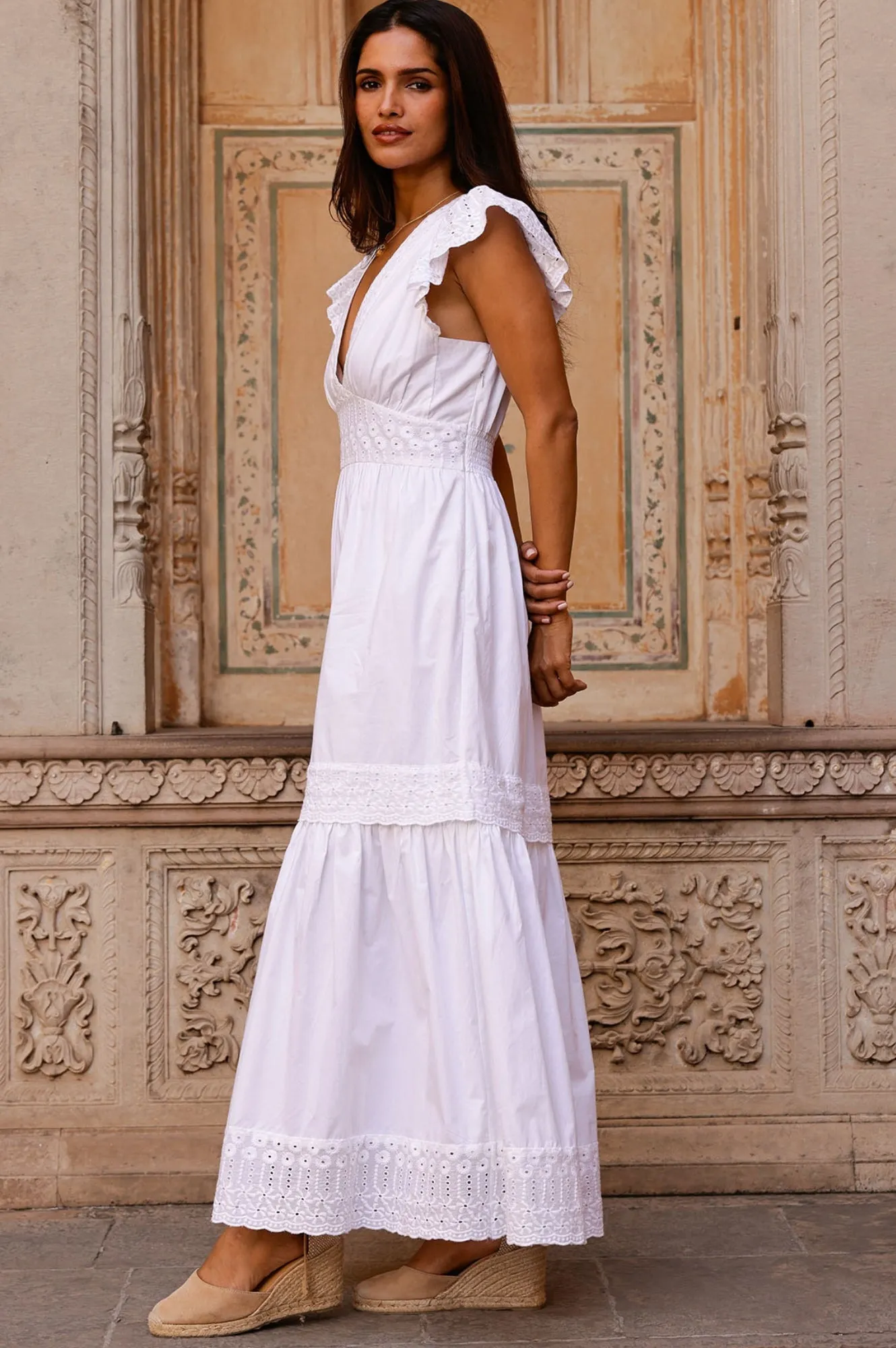 Broderie Organic Cotton Pippa Dress | White