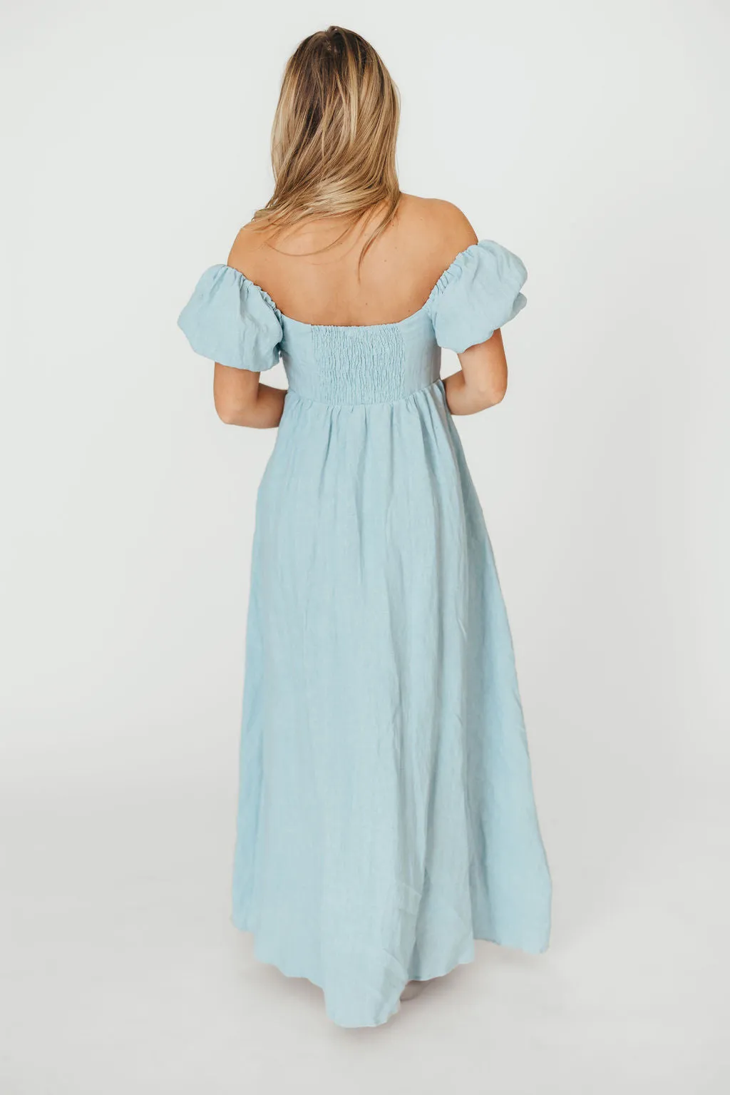 Candace Maxi Dress in Light Blue - 100% Linen - Bump Friendly (Low Stock)