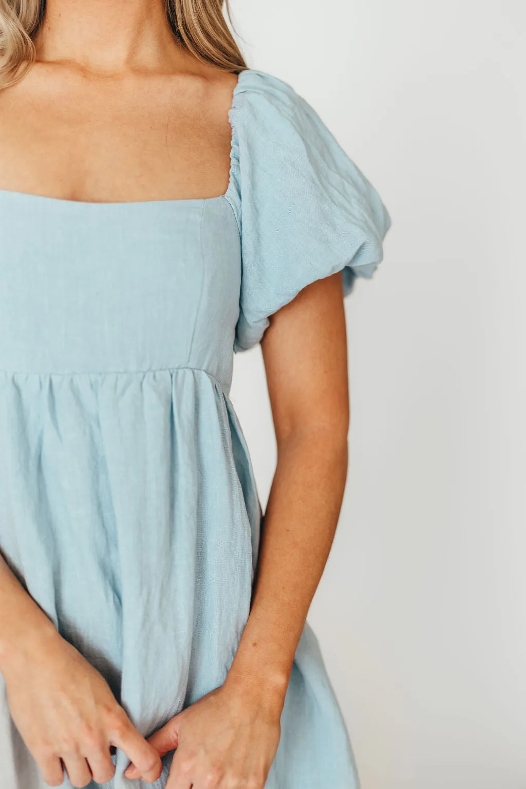 Candace Maxi Dress in Light Blue - 100% Linen - Bump Friendly (Low Stock)