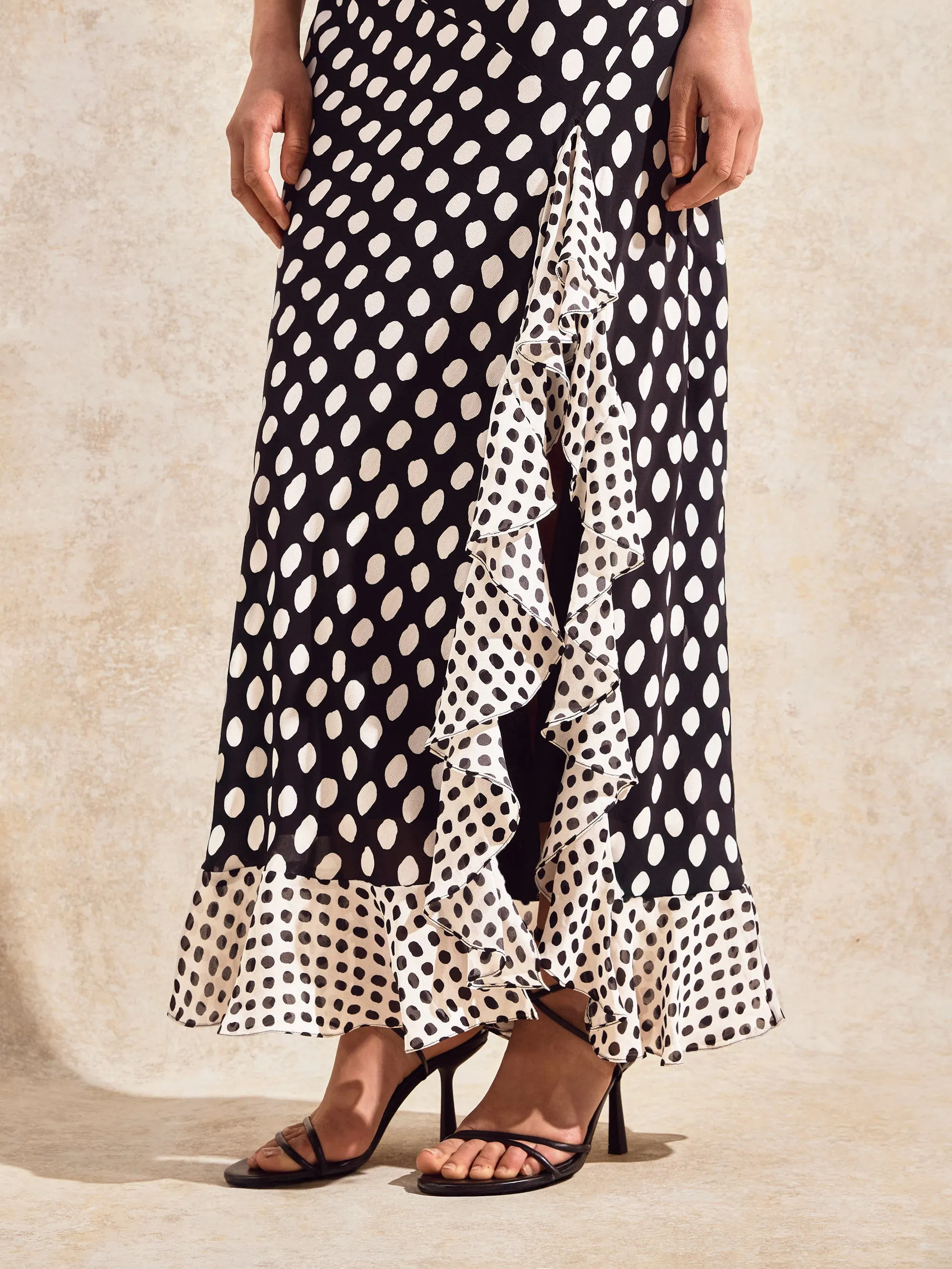 Celeste Corsage-Detail Polka-Dot Dress
