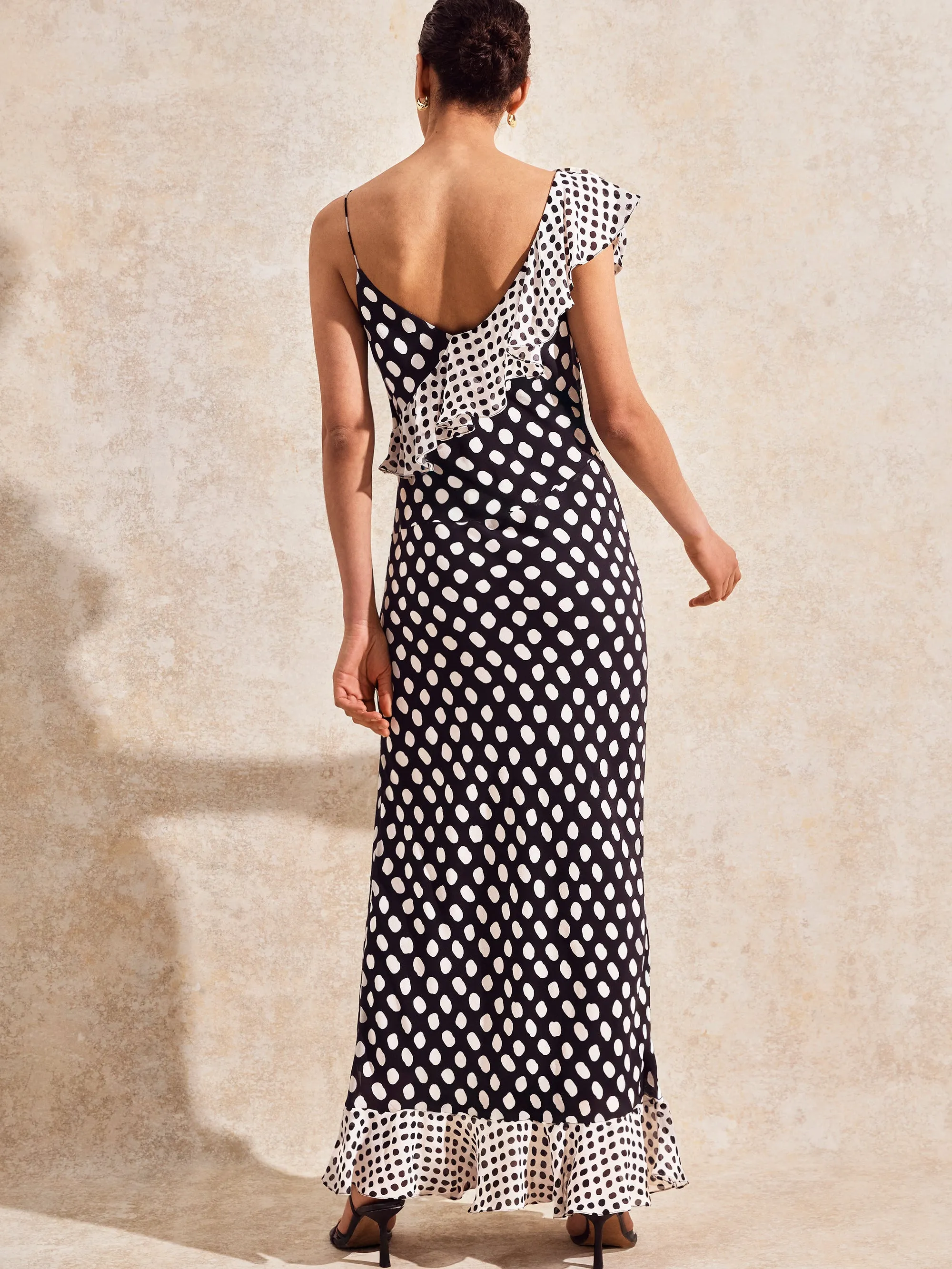 Celeste Corsage-Detail Polka-Dot Dress