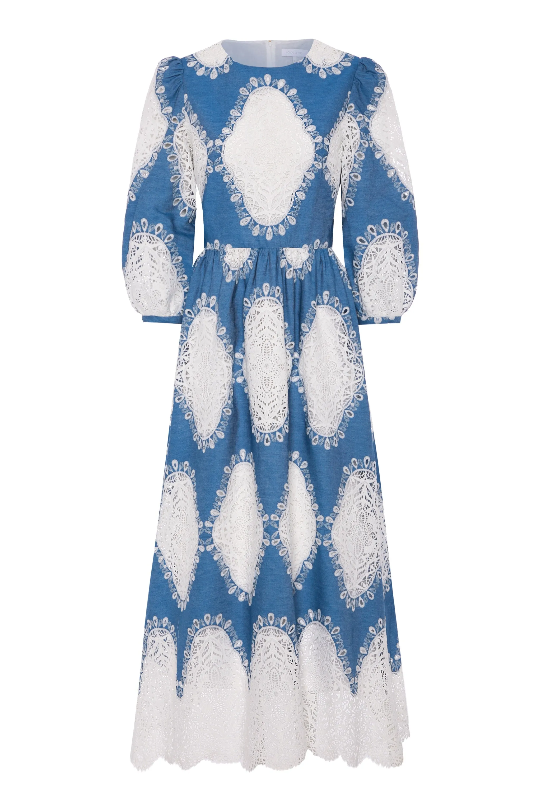 Constance Broderie Anglaise Midi Dress - Lace/Denim - SALE