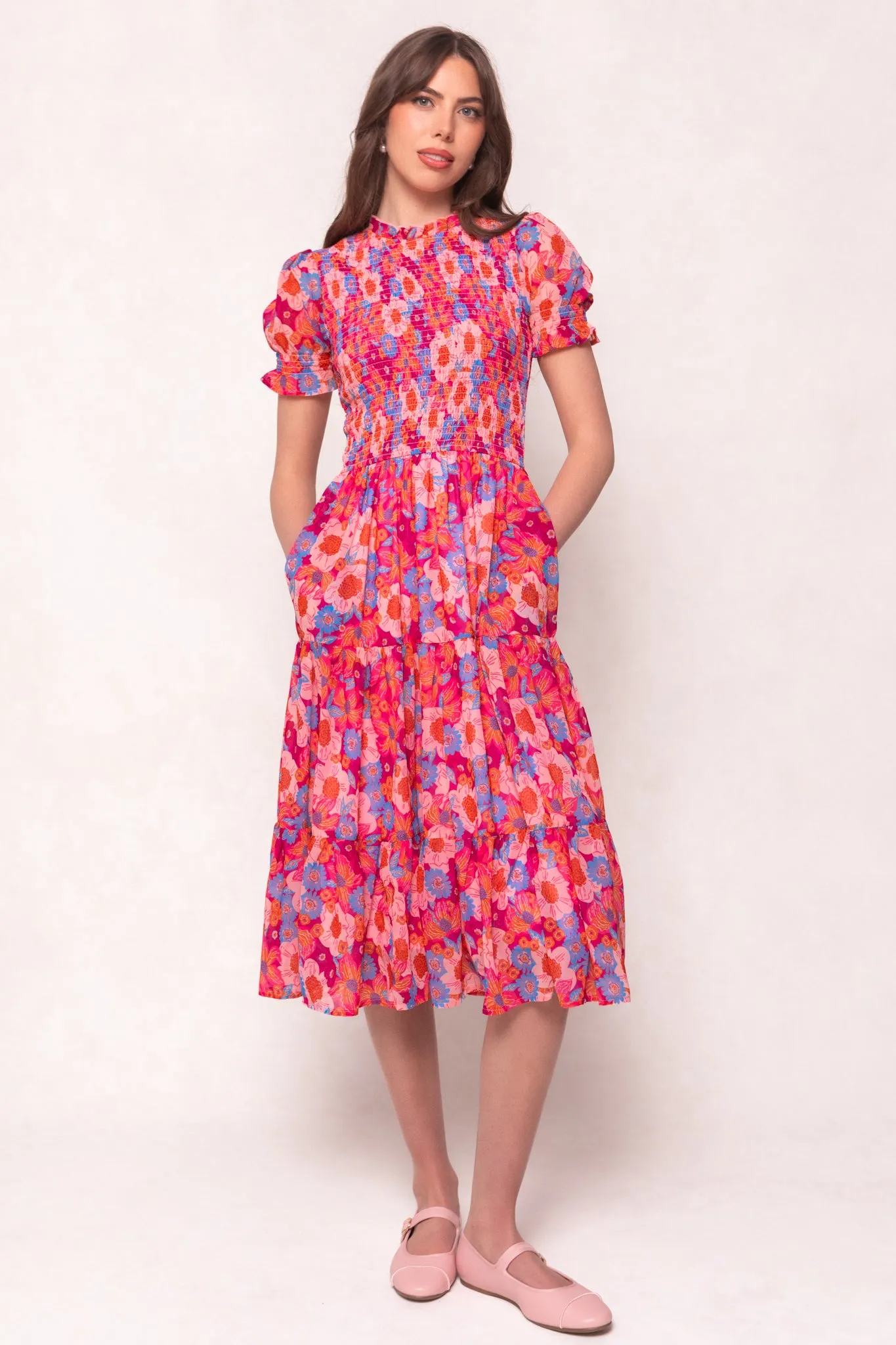 Cordelia Dress in Pink Floral