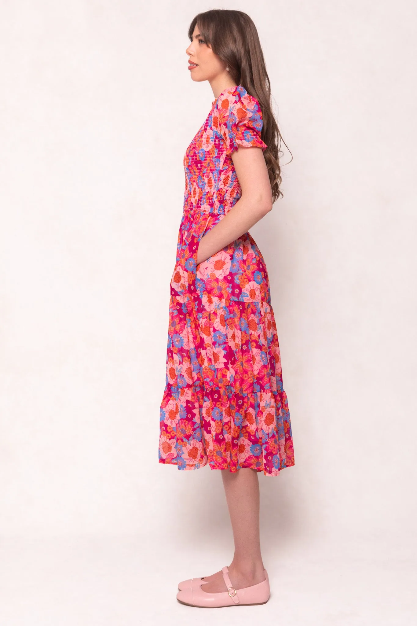 Cordelia Dress in Pink Floral