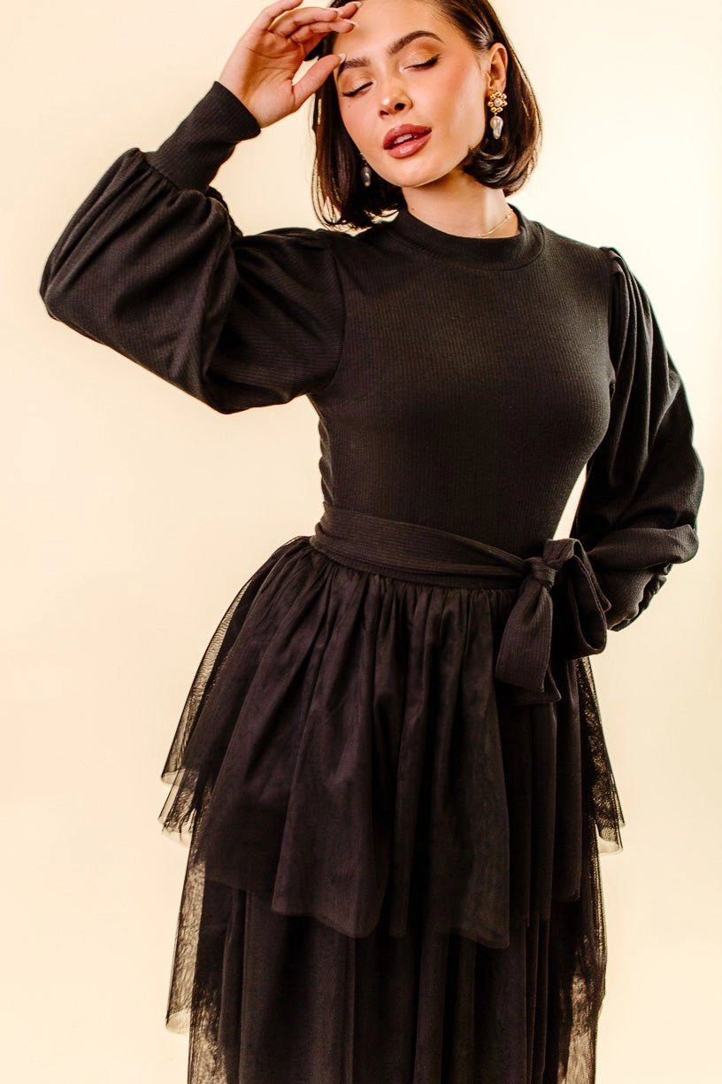 Cosette Midi Dress in Black - FINAL SALE
