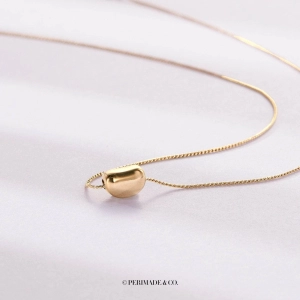 Cute Gold Acacia Bean Necklace in 925 Sterling Silver. Steel