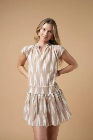 Dani Ikat Short Dress Khaki